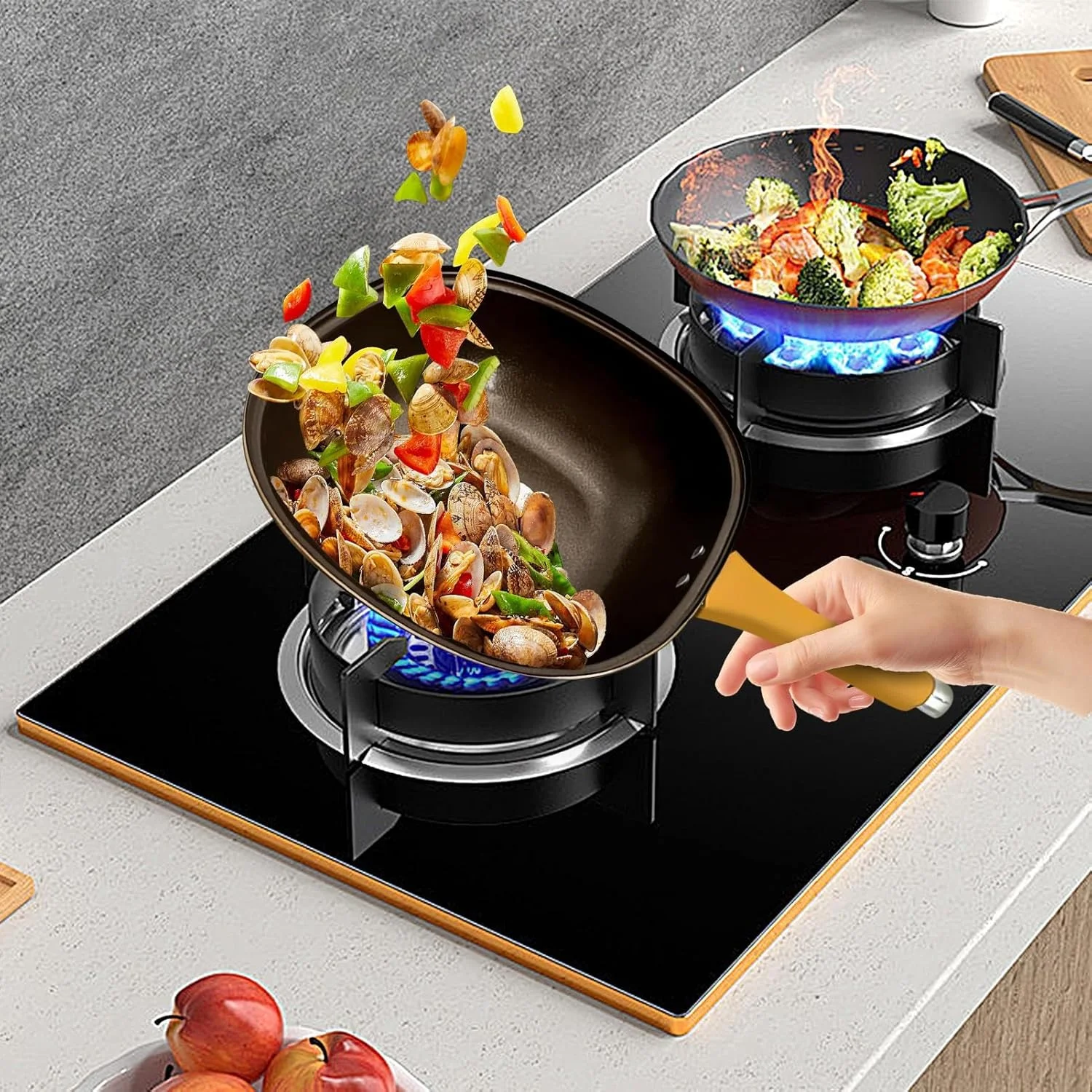 Saute Pan with Lid - Skillets and Frying Pans with Lid - 12 Inches Skillet Ergonomic Handle Cookware for Indoor Outdoor Camping Kitchen Cooking Cooktop Home Saute Pan with Lid - Skillets and Frying Pans with Lid - 12 Inches Skillet Ergonomic Handle Cookware for Indoor Outdoor Camping Kitchen Cooking Cooktop Home
