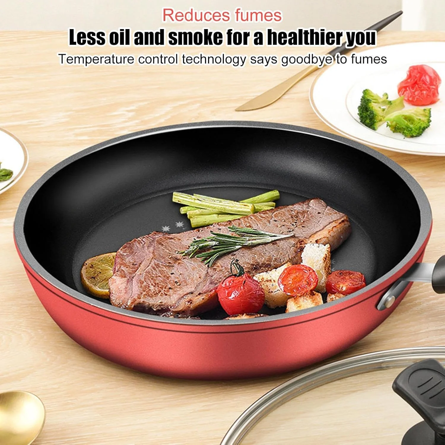 تابه نچسب، تابه مناسب اجاق گازهای القایی با درب، تابه آشپزی با دسته راحت، لوازم جانبی آشپزخانه برای شام، استیک، پنکیک، اسنک و املت تابه نچسب، تابه مناسب اجاق گازهای القایی با درب، تابه آشپزی با دسته راحت، لوازم جانبی آشپزخانه برای شام، استیک، پنکیک، اسنک و املت