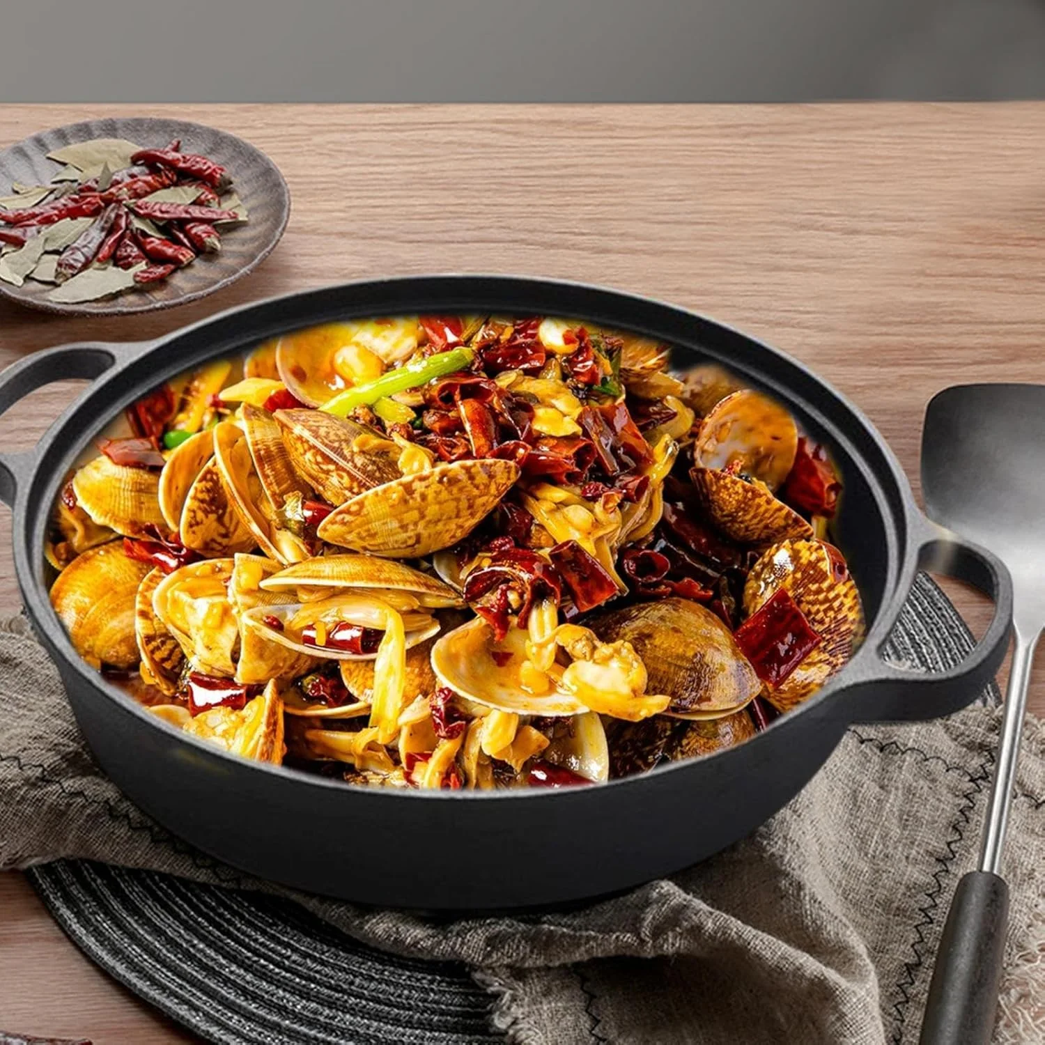 تابه نچسب | تابه گریل چدنی گرد مناسب اجاق القایی با درب شفاف، ابزار آشپزی ارگونومیک، تابه پخت و پز برای پنکیک صبحانه و شام