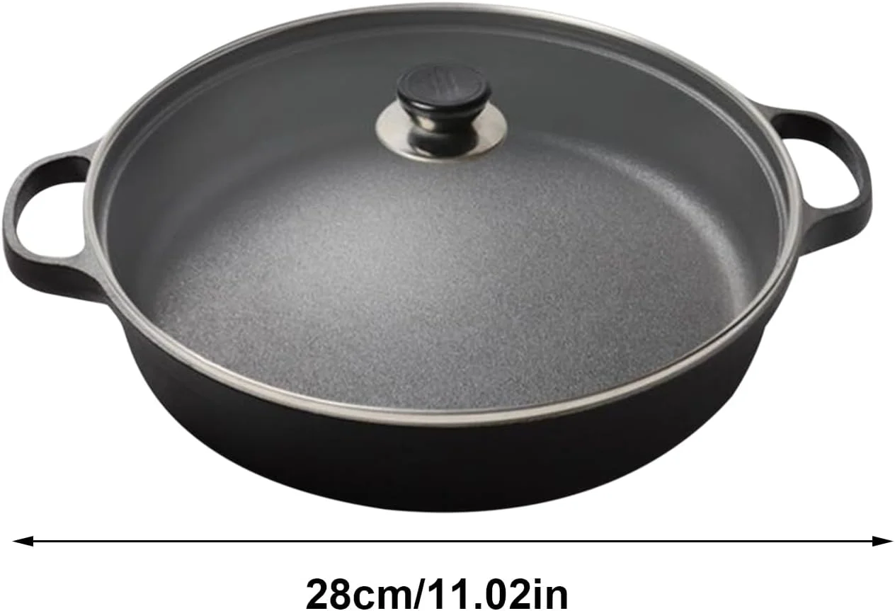 تابه نچسب، تابه گریل آشپزخانه با درب شفاف | تابه با دسته عایق حرارت برای املت، استیک، شام، میان وعده و صبحانه