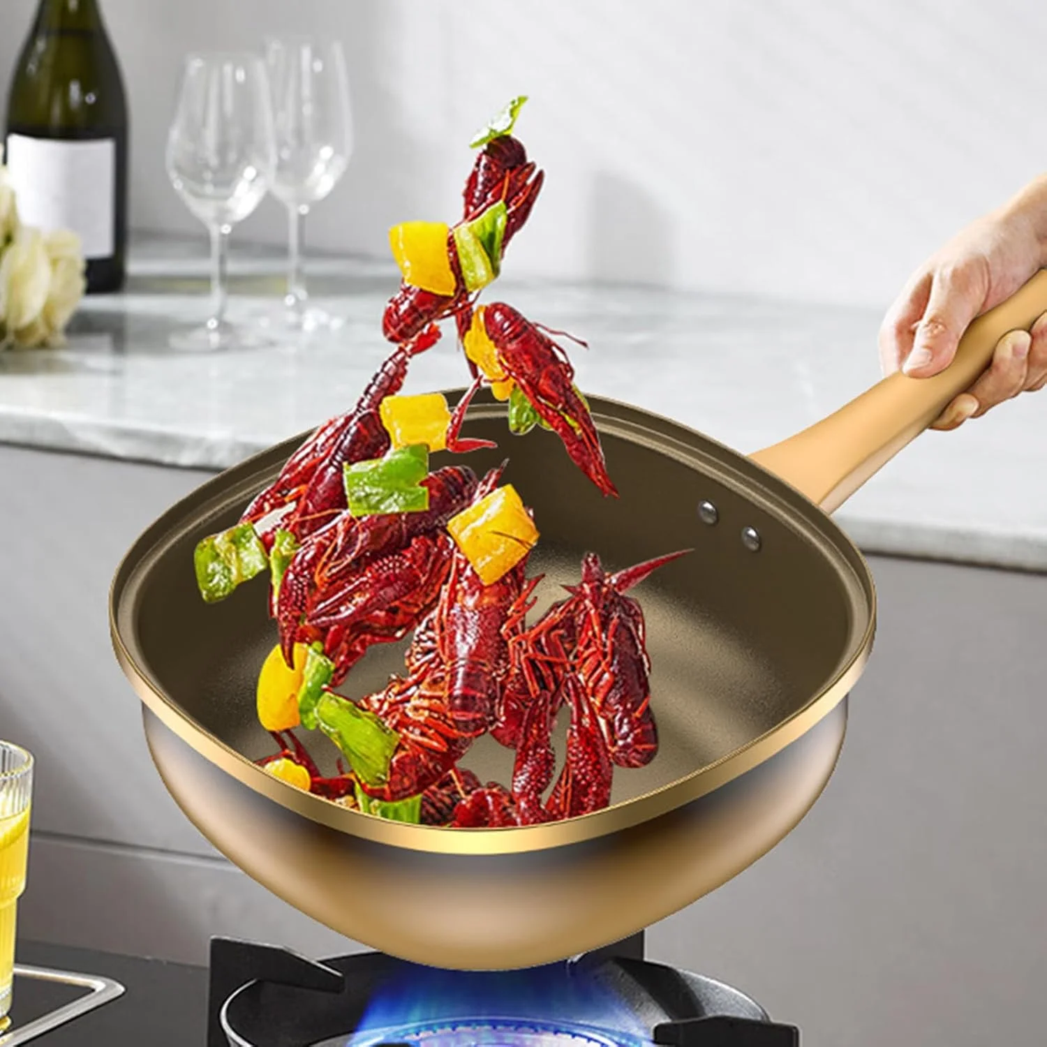 تابه نچسب - تابه نچسب آلیاژی بزرگ | تابه عمیق با درب و ابزار پخت و پز برای اجاق گاز، اجاق برقی، تخم مرغ، املت، گریل و پخت تابه نچسب - تابه نچسب آلیاژی بزرگ | تابه عمیق با درب و ابزار پخت و پز برای اجاق گاز، اجاق برقی، تخم مرغ، املت، گریل و پخت