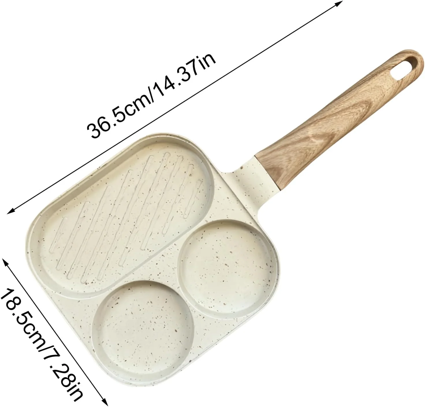 تابه گریل صبحانه، تابه تخم مرغ سرخ کردنی نچسب - ابزار پخت و پز 3 قسمتی برای اجاق گاز برقی القایی، آشپزخانه خانگی، املت، پنکیک، ساندویچ، همبرگر، بیکن
