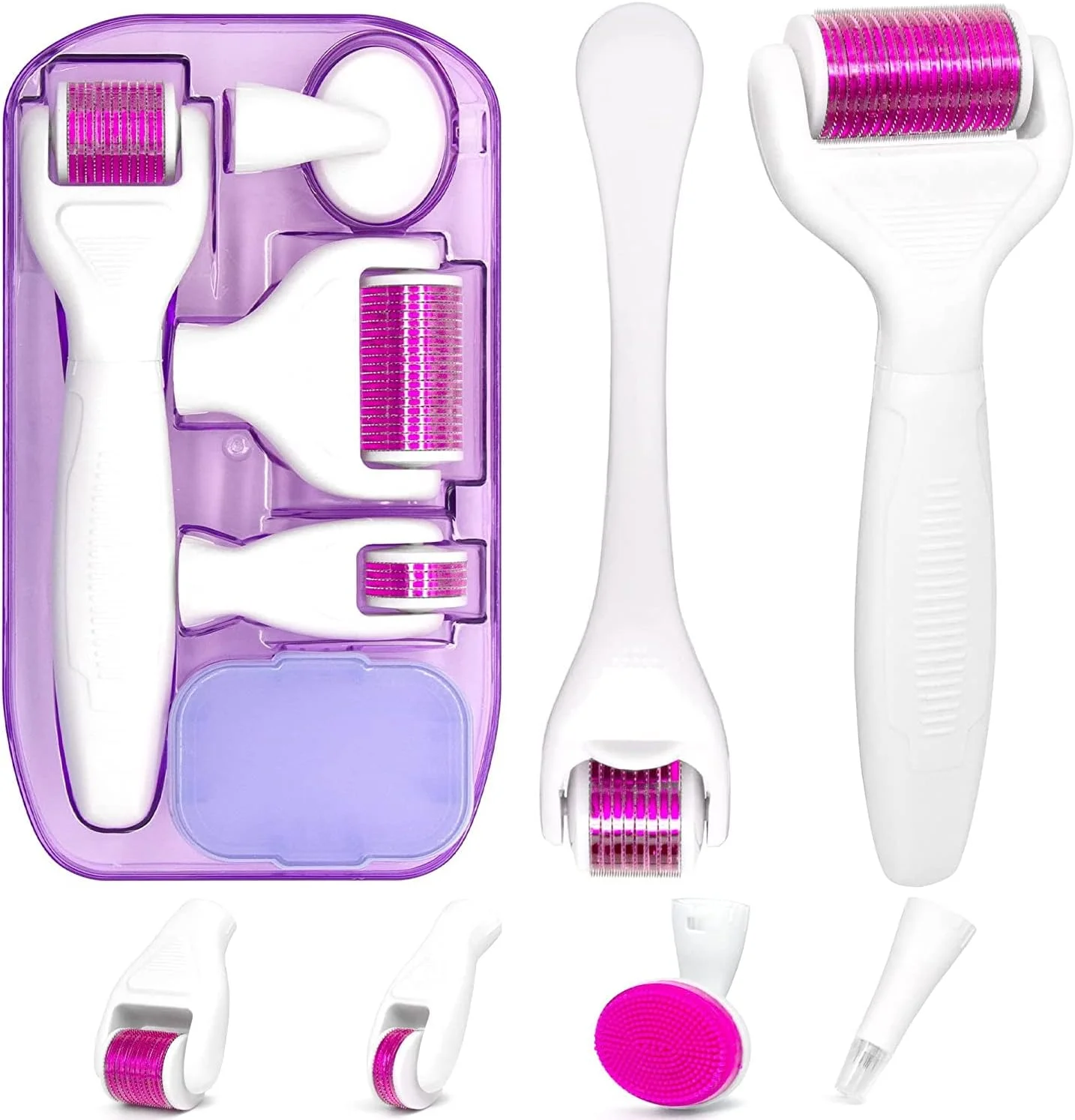 کیت درمارولر KASTWAVE برای صورت و بدن، میکرونیدلینگ تیتانیومی برای مراقبت از پوست زنان و مردان، درمارولر میکرونیدل 0.25 میلیمتری با 5 سر قابل تعویض و جعبه نگهداری کیت درمارولر KASTWAVE برای صورت و بدن، میکرونیدلینگ تیتانیومی برای مراقبت از پوست زنان و مردان، درمارولر میکرونیدل 0.25 میلیمتری با 5 سر قابل تعویض و جعبه نگهداری