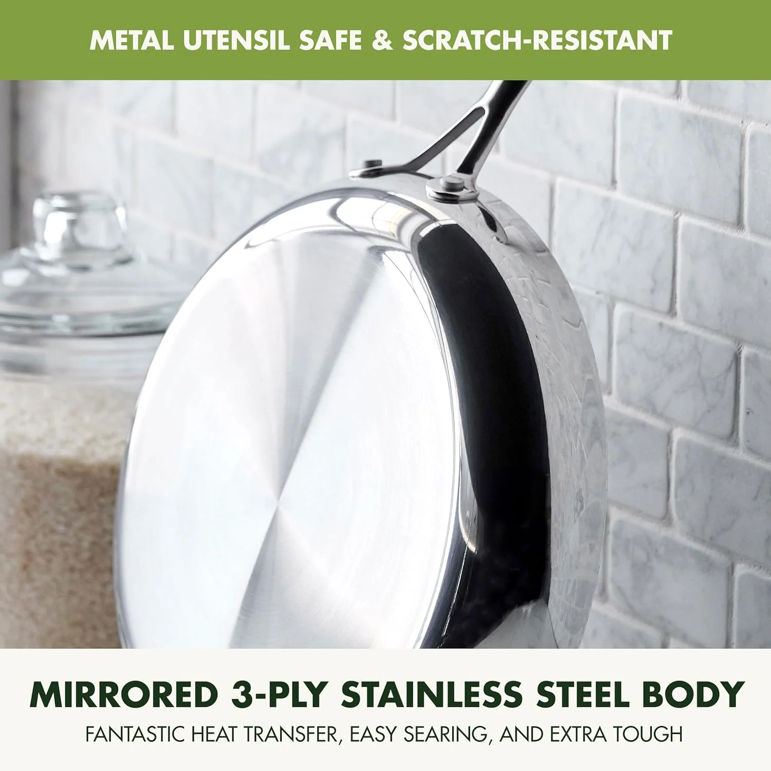 تابه استیل ضد زنگ 20 سانتی متری گرین پن والنسیا پرو، مناسب برای اجاق های القایی، سه لایه آینه ای، نچسب سرامیکی بدون PFAS و PFOA، ظروف پخت و پز چند لایه، قابل شستشو در ماشین ظرفشویی، قابل استفاده در فر و گریل تابه استیل ضد زنگ 20 سانتی متری گرین پن والنسیا پرو، مناسب برای اجاق های القایی، سه لایه آینه ای، نچسب سرامیکی بدون PFAS و PFOA، ظروف پخت و پز چند لایه، قابل شستشو در ماشین ظرفشویی، قابل استفاده در فر و گریل