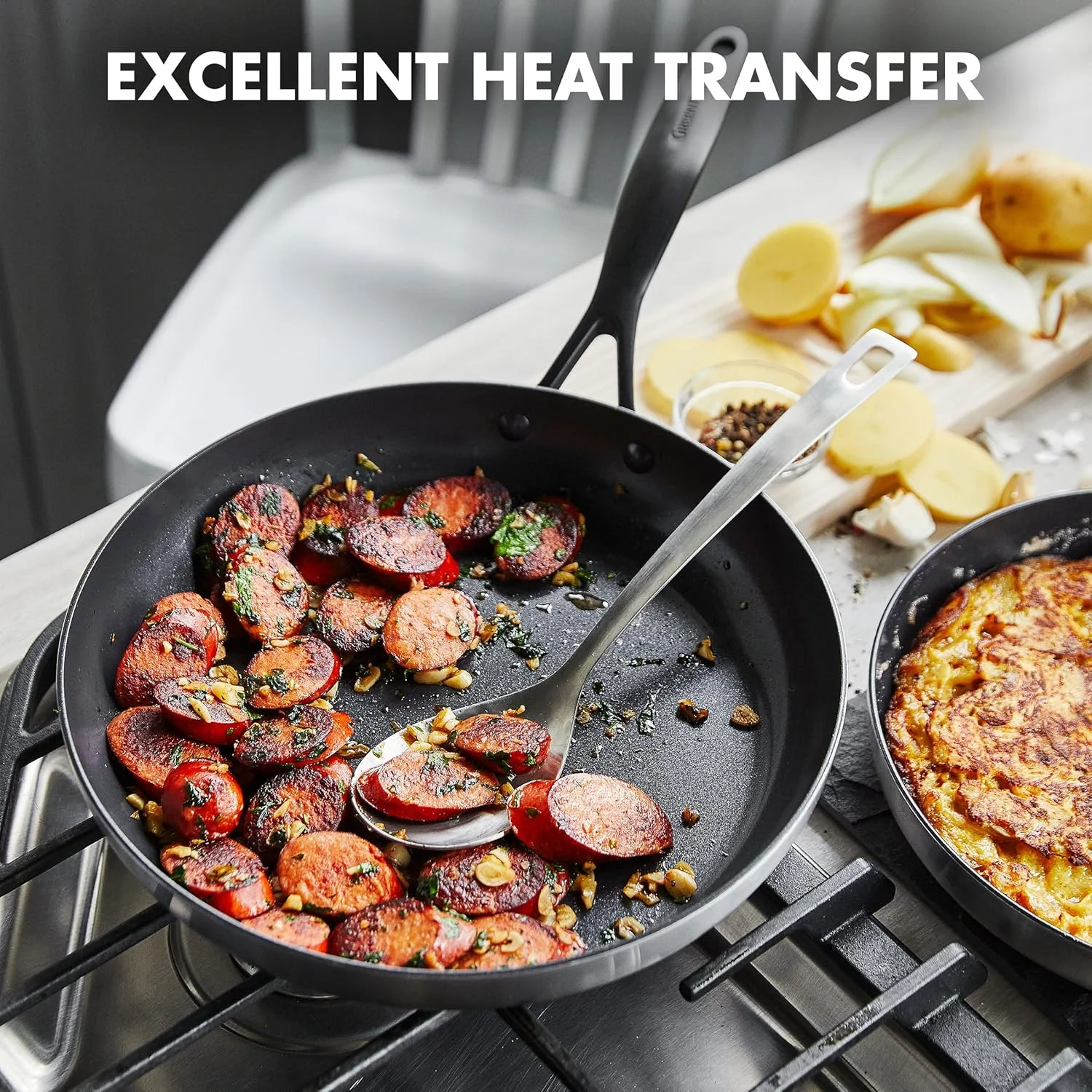 GreenPan Venice Pro Noir Tri-Ply Stainless Steel Healthy Ceramic Nonstick 8" and 10" Frying Pan Skillet Set, Matte Black Handle, PFAS-Free, Multi Clad, Induction, Dishwasher Safe, Oven Safe, Silver GreenPan Venice Pro Noir Tri-Ply Stainless Steel Healthy Ceramic Nonstick 8" and 10" Frying Pan Skillet Set, Matte Black Handle, PFAS-Free, Multi Clad, Induction, Dishwasher Safe, Oven Safe, Silver