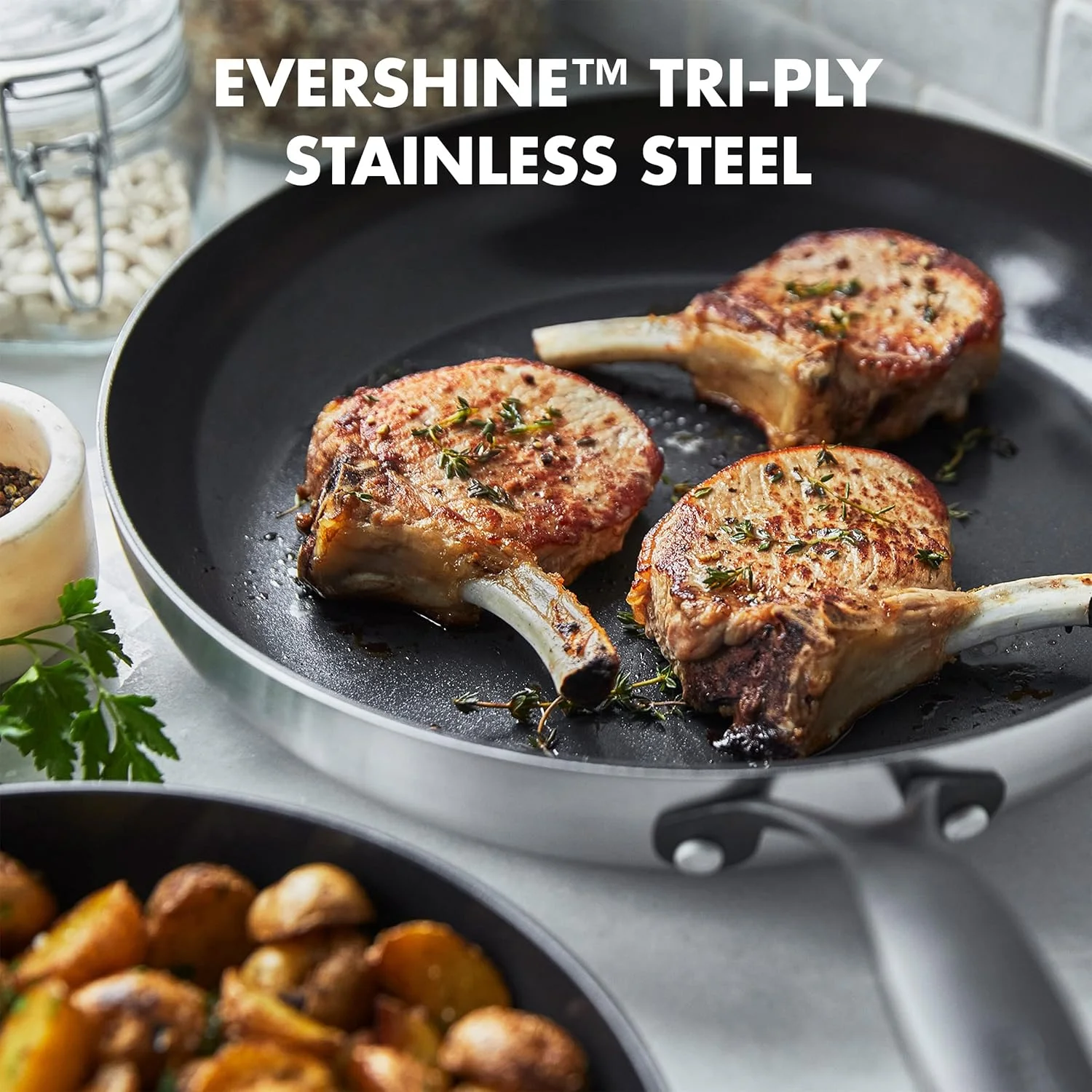 GreenPan Venice Pro Noir Tri-Ply Stainless Steel Healthy Ceramic Nonstick 8" and 10" Frying Pan Skillet Set, Matte Black Handle, PFAS-Free, Multi Clad, Induction, Dishwasher Safe, Oven Safe, Silver GreenPan Venice Pro Noir Tri-Ply Stainless Steel Healthy Ceramic Nonstick 8" and 10" Frying Pan Skillet Set, Matte Black Handle, PFAS-Free, Multi Clad, Induction, Dishwasher Safe, Oven Safe, Silver