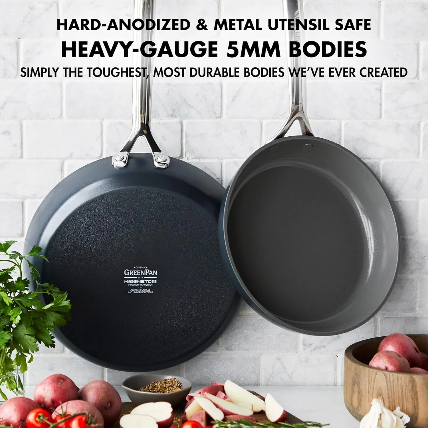 ست تابه سرامیکی نچسب 2 تکه GreenPan GP5 با روکش سخت آنودایز شده، سایز 9.5 و 11 اینچ، مقاوم در برابر خراش، سطح صاف، مناسب برای اجاق های القایی، دسته با روکش آینه ای، قابل استفاده در فر، بدون PFAS، رنگ طوسی ست تابه سرامیکی نچسب 2 تکه GreenPan GP5 با روکش سخت آنودایز شده، سایز 9.5 و 11 اینچ، مقاوم در برابر خراش، سطح صاف، مناسب برای اجاق های القایی، دسته با روکش آینه ای، قابل استفاده در فر، بدون PFAS، رنگ طوسی