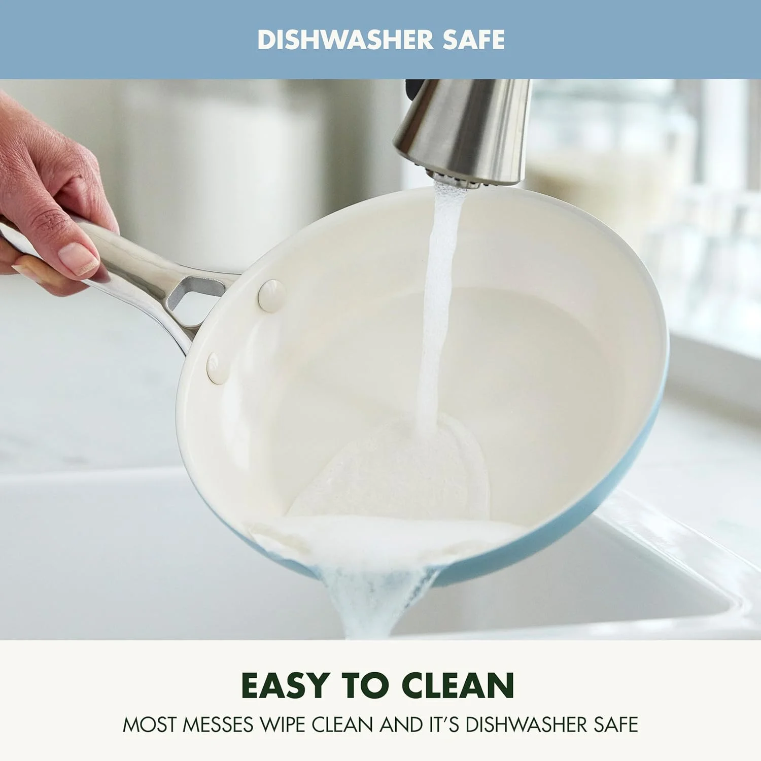 ست تابه دو تکه 8 و 10 اینچی GreenPan Padova Pro، ظروف نچسب سرامیکی سالم با پوشش سخت آنودایز شده و فاقد PFAS، مناسب برای اجاق های القایی، دسته استیل ضد زنگ، قابل شستشو در ماشین ظرفشویی و استفاده در فر، آبی خاکستری