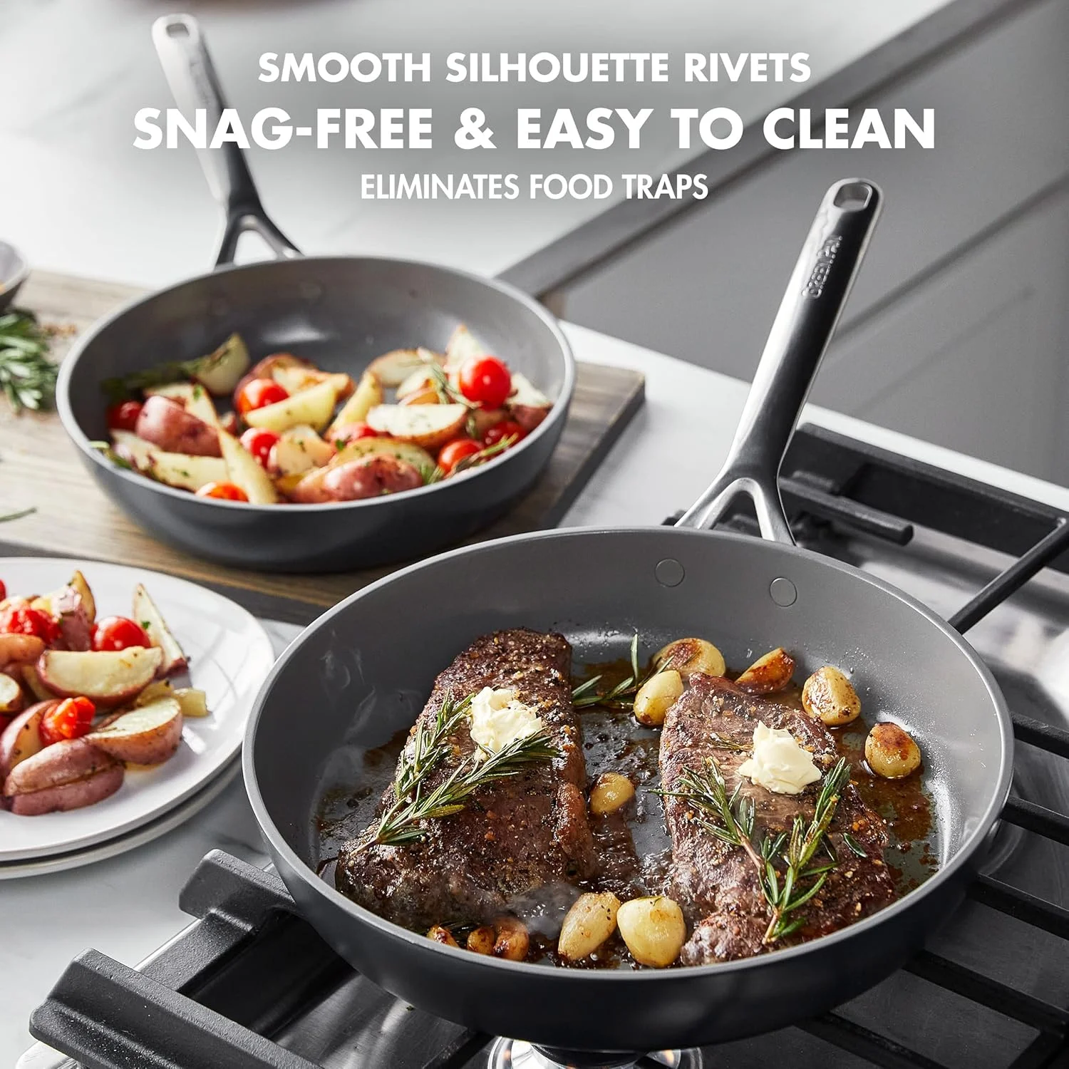 ست تابه سرامیکی نچسب 2 تکه GreenPan GP5 با روکش سخت آنودایز شده، سایز 9.5 و 11 اینچ، مقاوم در برابر خراش، سطح صاف، مناسب برای اجاق های القایی، دسته با روکش آینه ای، قابل استفاده در فر، بدون PFAS، رنگ طوسی ست تابه سرامیکی نچسب 2 تکه GreenPan GP5 با روکش سخت آنودایز شده، سایز 9.5 و 11 اینچ، مقاوم در برابر خراش، سطح صاف، مناسب برای اجاق های القایی، دسته با روکش آینه ای، قابل استفاده در فر، بدون PFAS، رنگ طوسی