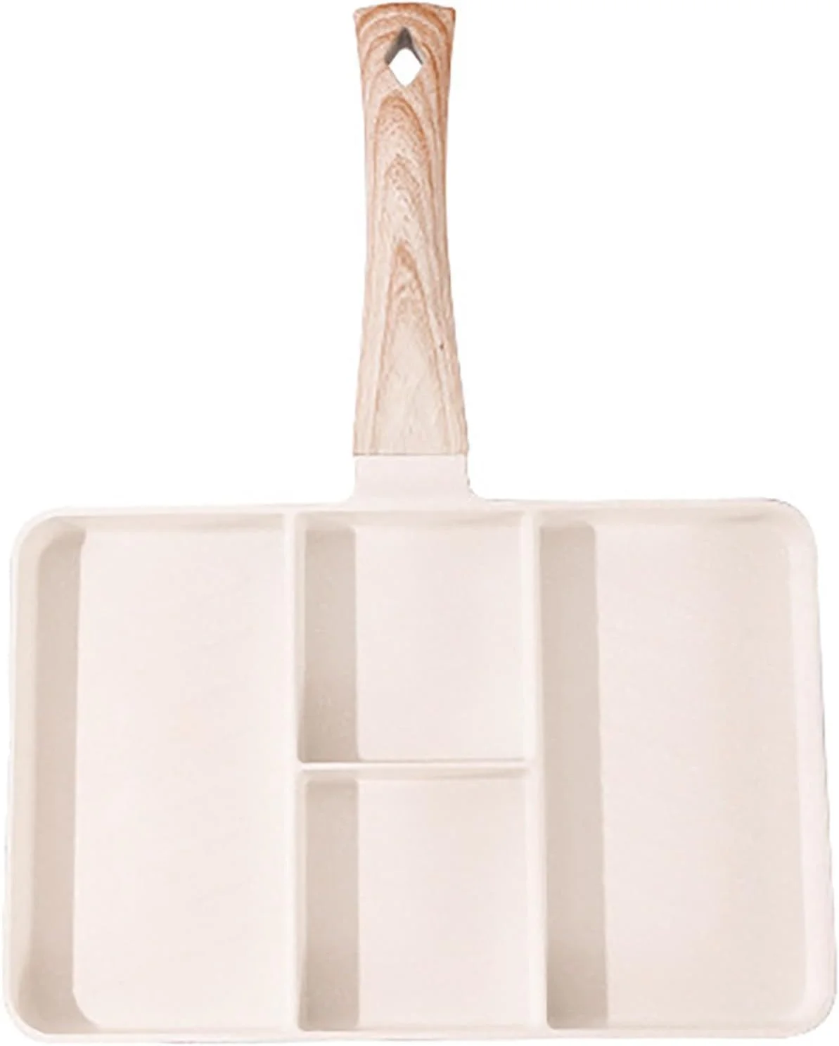 تابه گریل صبحانه تقسیم شده نچسب Maommadio برای اجاق گاز، تابه صبحانه 4 قسمتی برای سرخ کردن تخم مرغ و استیک (سفید)