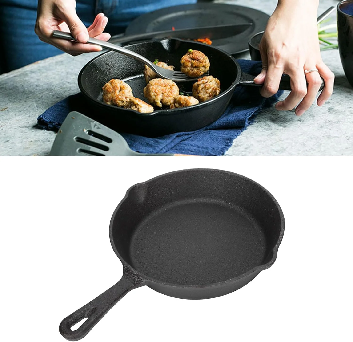 تابه چدنی، جنس چدن، جذب یکنواخت حرارت، گزینه های پخت و پز متنوع، قابل استفاده در فر و چند منظوره، انتخاب ایده آل، تابه پخت و پز آسان برای گریل (10 سانتی متر / 3.9 اینچ)