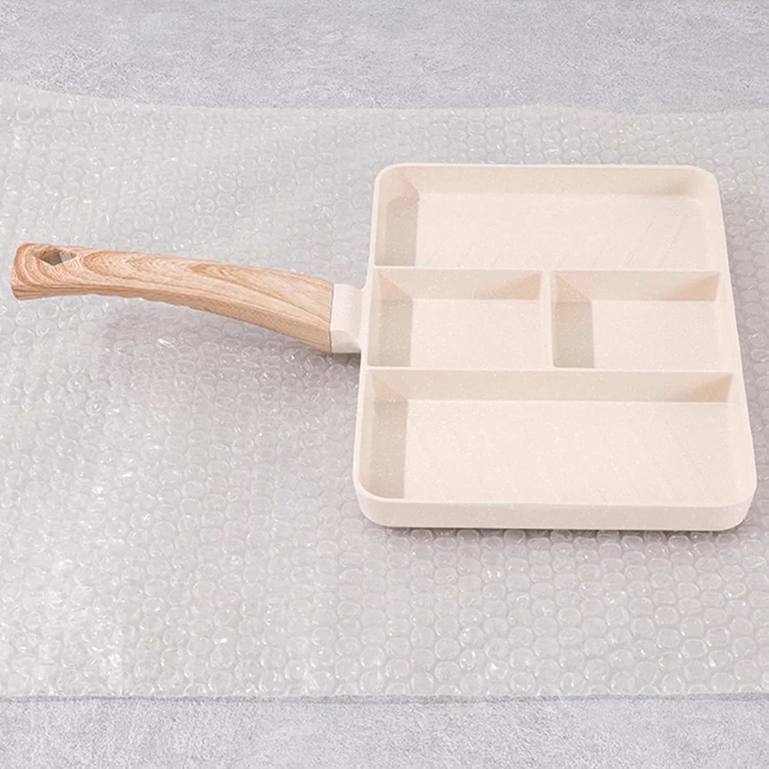 تابه گریل صبحانه تقسیم شده نچسب Maommadio برای اجاق گاز، تابه صبحانه 4 قسمتی برای سرخ کردن تخم مرغ و استیک (سفید)