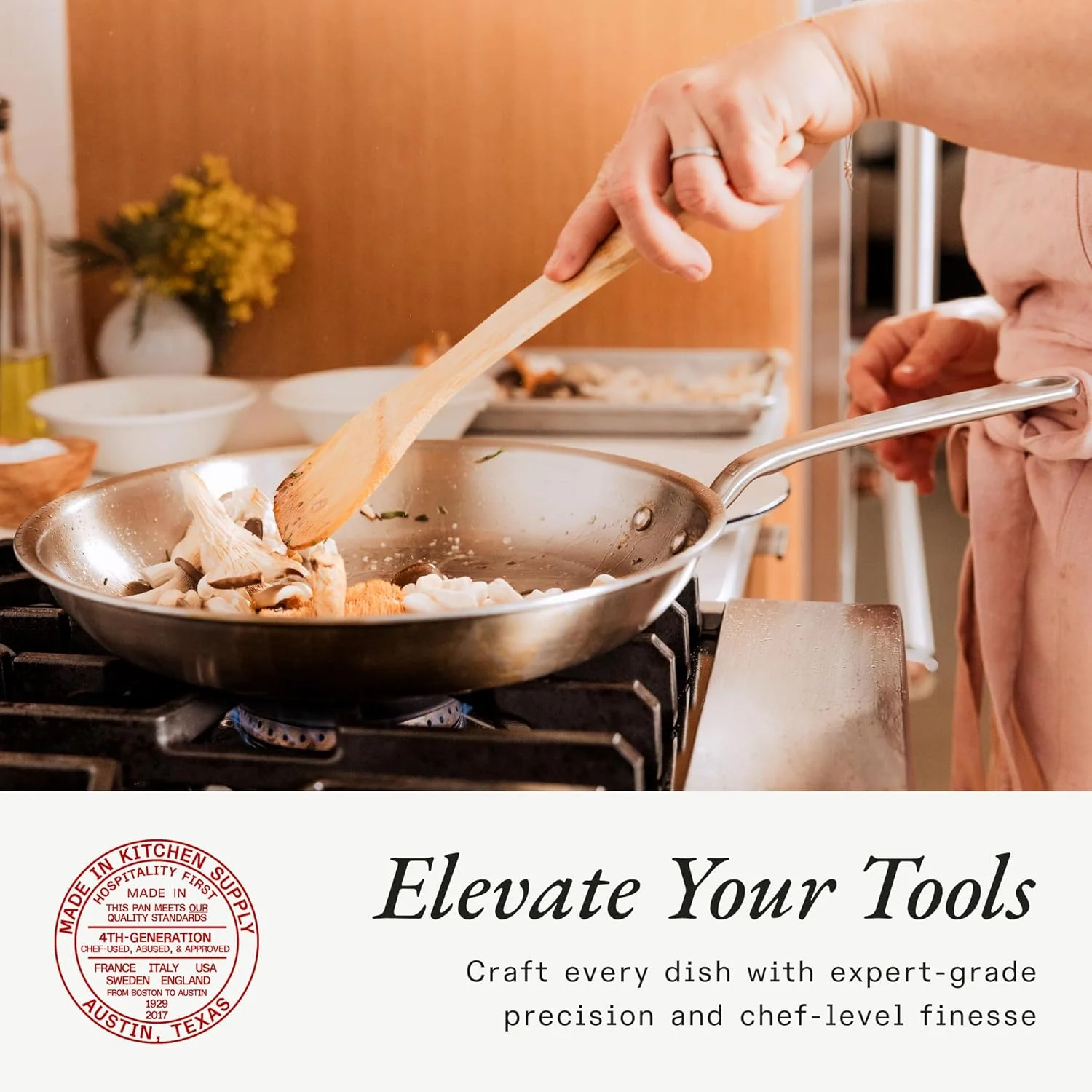 تابه استیل 12 اینچی Made In Cookware - روکش استیل 5 لایه - ظروف پخت و پز حرفه ای - ساخت ایتالیا - سازگار با القایی