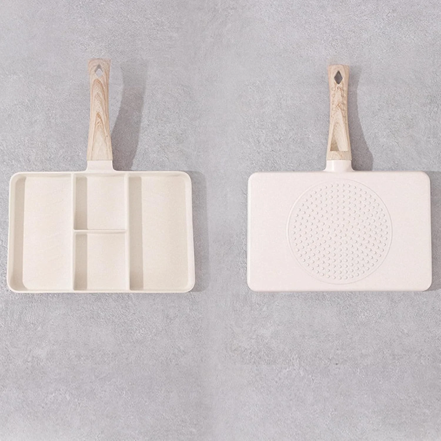 تابه گریل صبحانه تقسیم شده نچسب Maommadio برای اجاق گاز، تابه صبحانه 4 قسمتی برای سرخ کردن تخم مرغ و استیک (سفید)