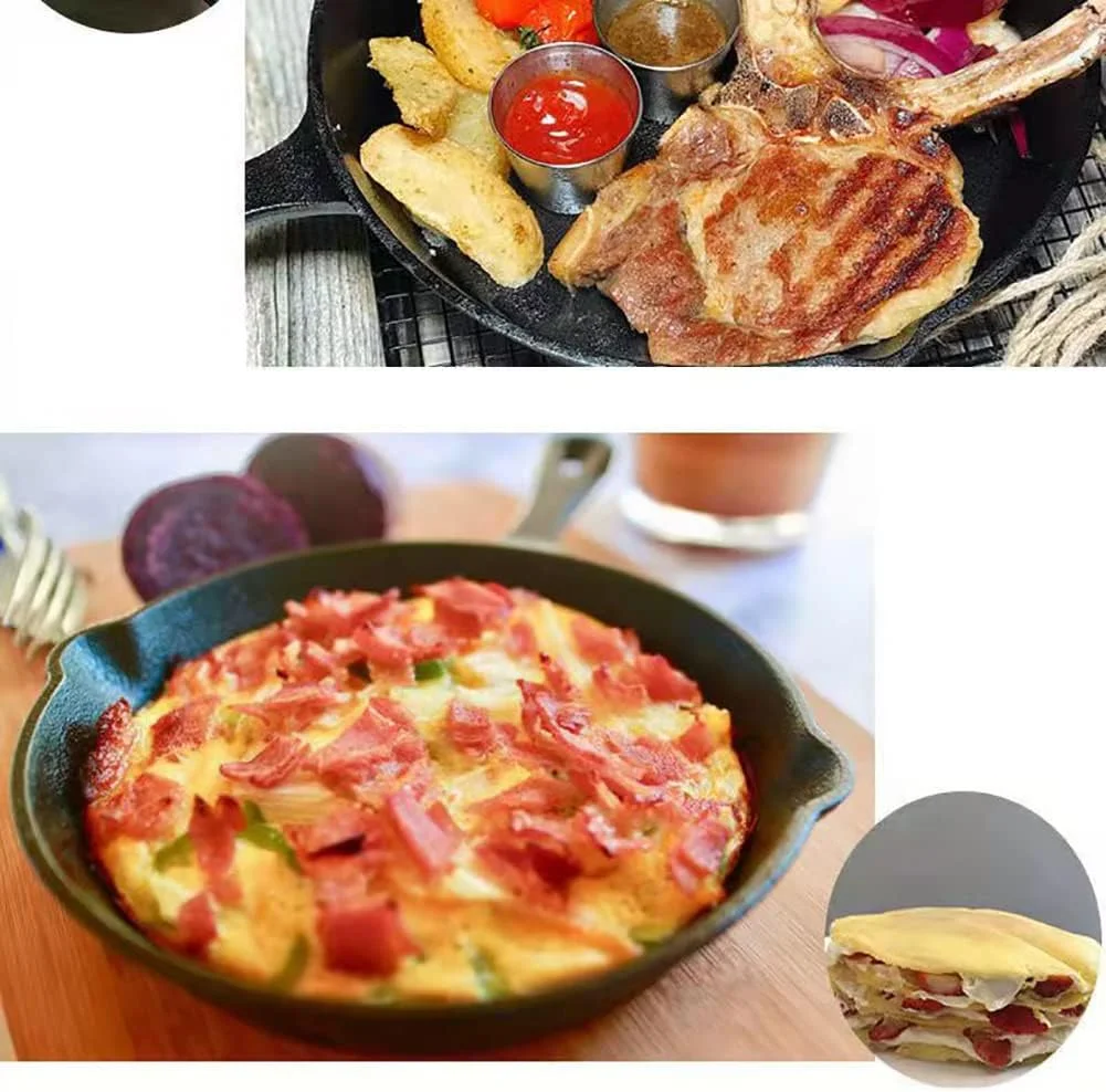 تابه چدنی از قبل روغن‌کاری شده NC Kitchen - تابه سرخ کردنی - ظروف پخت و پز گریل ایمن برای استفاده در داخل و خارج از منزل - تابه چدنی 20 سانتی‌متری