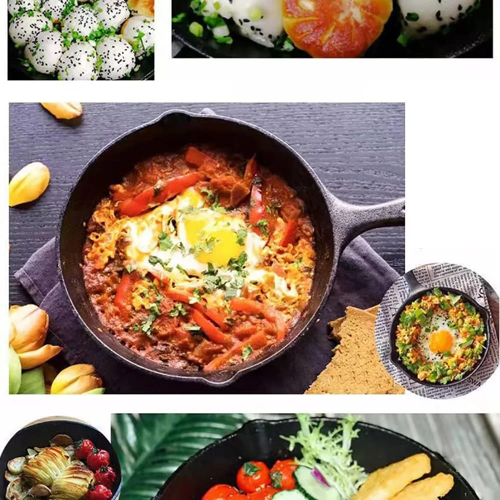 تابه چدنی از قبل روغن‌کاری شده NC Kitchen - تابه سرخ کردنی - ظروف پخت و پز گریل ایمن برای استفاده در داخل و خارج از منزل - تابه چدنی 20 سانتی‌متری