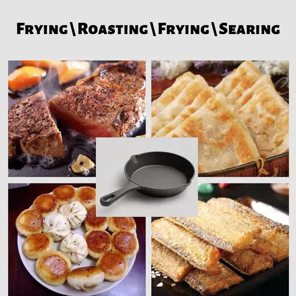 تابه چدنی از پیش آماده شده NC Kitchen، تابه سرخ کردنی، تابه چدنی، ظروف پخت و پز ایمن برای استفاده در داخل و خارج از منزل (16 سانتی متر) تابه چدنی از پیش آماده شده NC Kitchen، تابه سرخ کردنی، تابه چدنی، ظروف پخت و پز ایمن برای استفاده در داخل و خارج از منزل (16 سانتی متر)