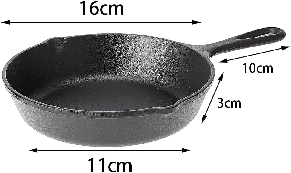 تابه چدنی از پیش آماده شده NC Kitchen، تابه سرخ کردنی، تابه چدنی، ظروف پخت و پز ایمن برای استفاده در داخل و خارج از منزل (16 سانتی متر) تابه چدنی از پیش آماده شده NC Kitchen، تابه سرخ کردنی، تابه چدنی، ظروف پخت و پز ایمن برای استفاده در داخل و خارج از منزل (16 سانتی متر)