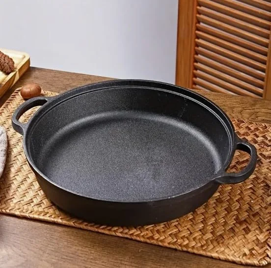 Cast Iron Skillet, 30 cm Pre-Seasoned Frying Pan, Dual Handles, Gas and Induction Compatible