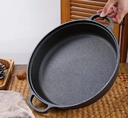 Cast Iron Skillet, 30 cm Pre-Seasoned Frying Pan, Dual Handles, Gas and Induction Compatible