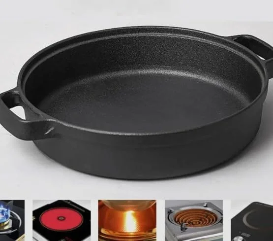 Cast Iron Skillet, 30 cm Pre-Seasoned Frying Pan, Dual Handles, Gas and Induction Compatible