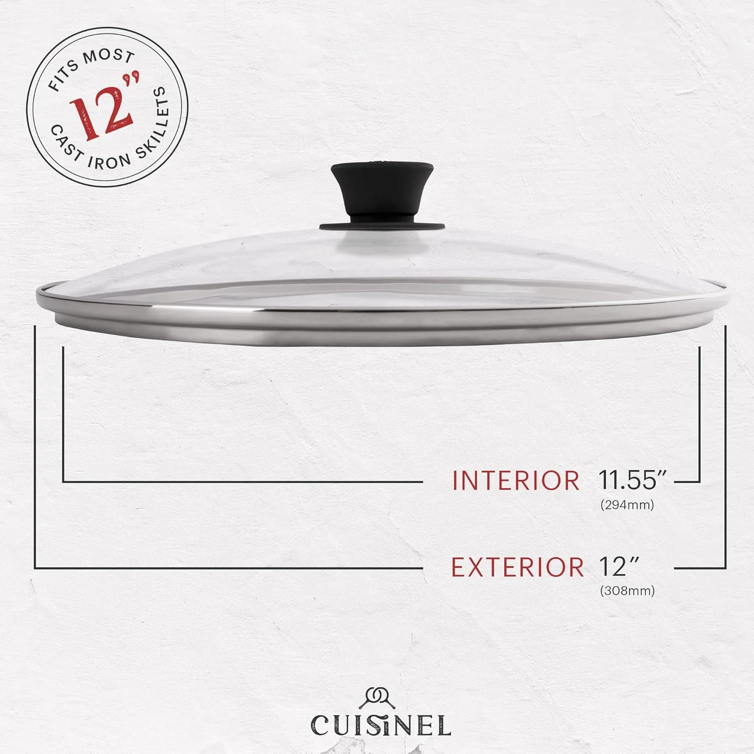 تابه چدنی از قبل روغن کاری شده (قطر 30 سانتیمتر) به همراه درب شیشه ای و روکش دسته، مناسب فر - نگهدارنده مقاوم در برابر حرارت - مناسب برای استفاده در داخل و خارج از خانه - گریل، اجاق گاز، مناسب برای اجاق های القایی