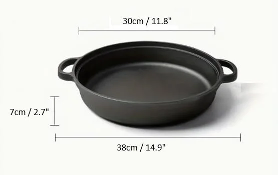 Cast Iron Skillet, 30 cm Pre-Seasoned Frying Pan, Dual Handles, Gas and Induction Compatible
