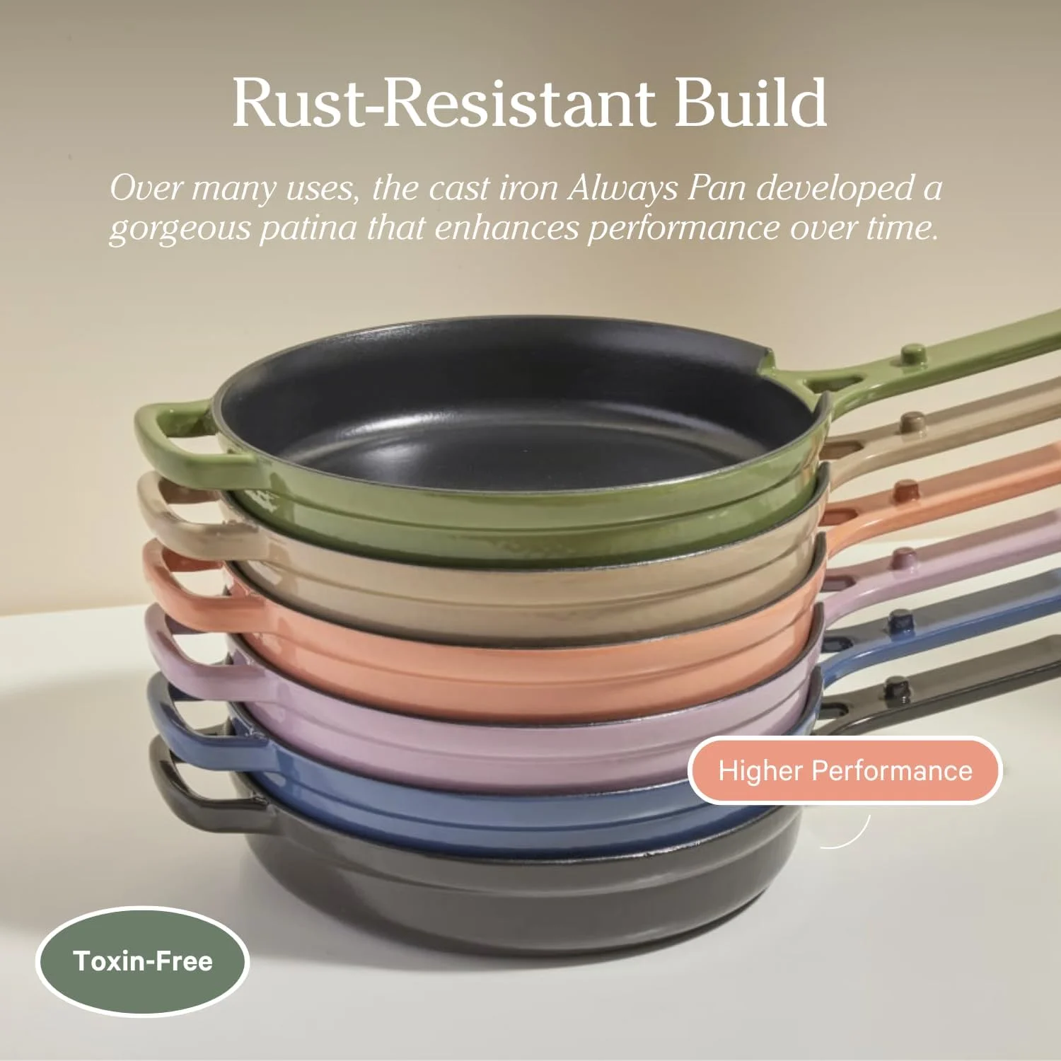 تابه چدنی آلوِیز پِلِیس | سطح میناکاری شده ممتاز و بدون مواد سمی | سیستم پخت و پز چند منظوره 8 در 1 با قطر 10 اینچ | درب، روکش دسته | تابه سنگین | ایمن برای فر و حرارت بالا | رنگ مریم گلی