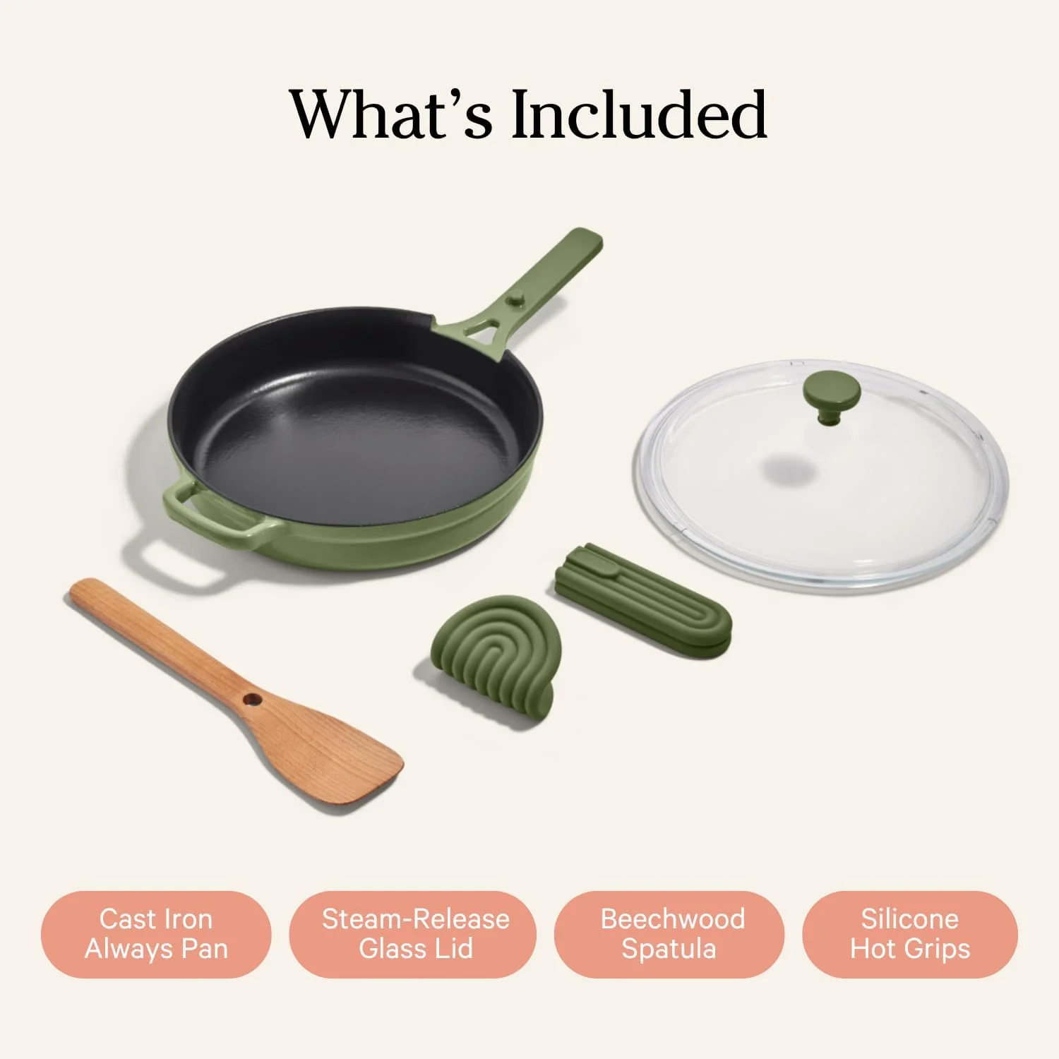 تابه چدنی آلوِیز پِلِیس | سطح میناکاری شده ممتاز و بدون مواد سمی | سیستم پخت و پز چند منظوره 8 در 1 با قطر 10 اینچ | درب، روکش دسته | تابه سنگین | ایمن برای فر و حرارت بالا | رنگ مریم گلی