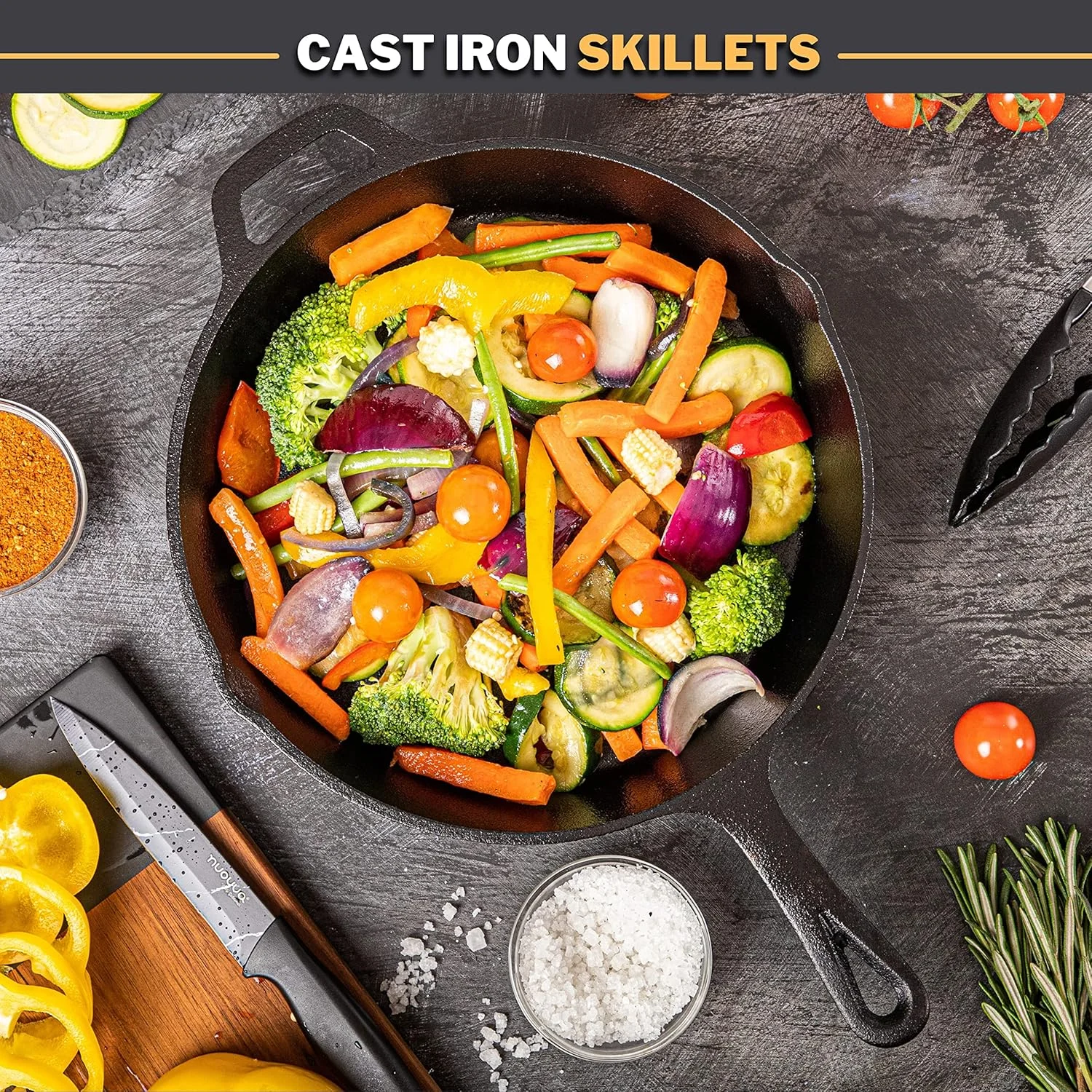 تابه چدنی از قبل چاشنی شده Nuovva - ظروف پخت و پز گریل مناسب فر برای استفاده در داخل و خارج از منزل (32 سانتی متر - 12 اینچ) - توسط تابه چدنی از قبل چاشنی شده Nuovva - ظروف پخت و پز گریل مناسب فر برای استفاده در داخل و خارج از منزل (32 سانتی متر - 12 اینچ) - توسط