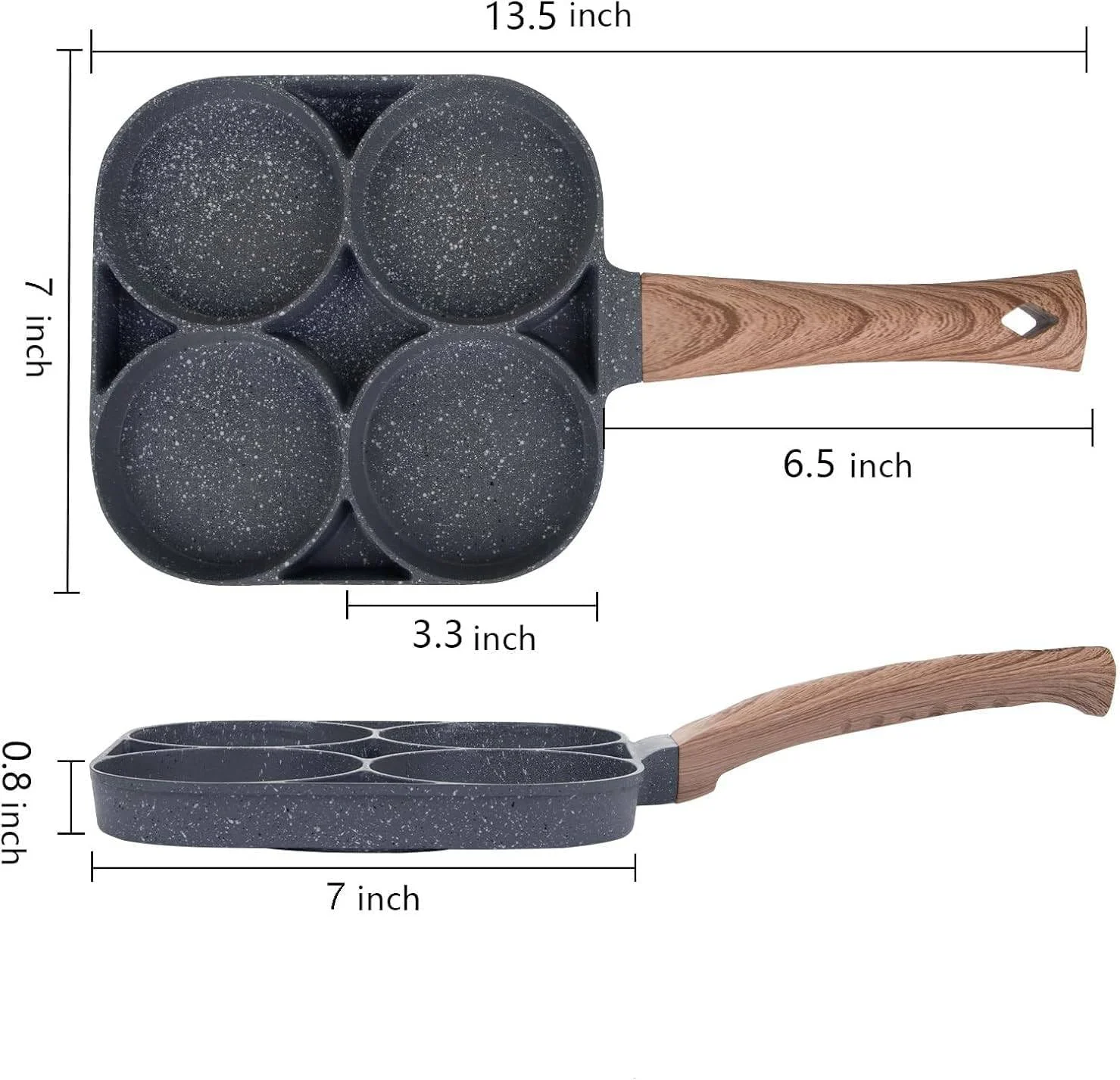 تابه تخم مرغ 4 خانه نچسب، تابه گرانیتی سالم برای سرخ کردن تخم مرغ، تابه صبحانه چند منظوره برای تخم مرغ، پنکیک، پلت، کرپ، سازگار با اجاق گاز و اجاق القایی
