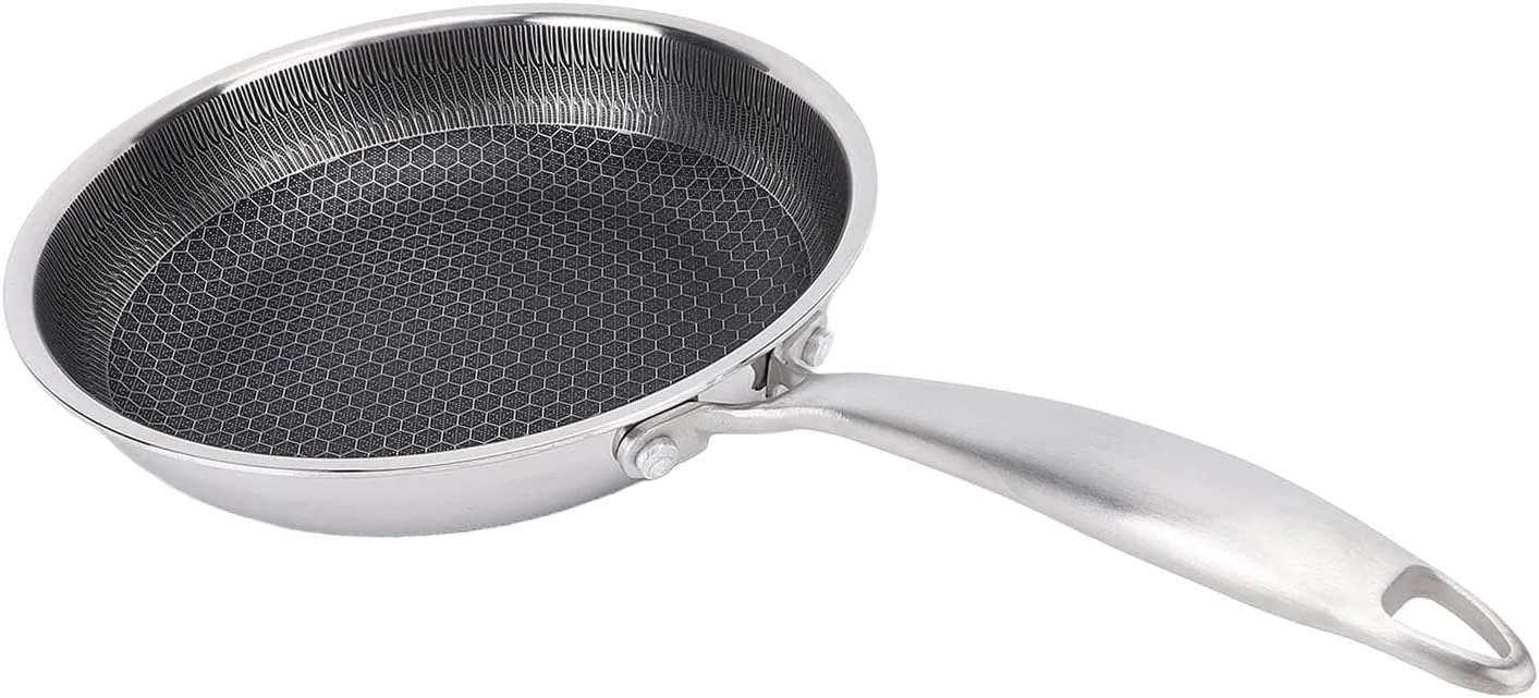 تابه استیل نچسب - تابه لانه زنبوری، سازگار با اجاق گاز و القایی، قابل شستشو در ماشین ظرفشویی، 316 SUS، ضخامت 2.2 سانتی متر (20 سانتی متر) تابه استیل نچسب - تابه لانه زنبوری، سازگار با اجاق گاز و القایی، قابل شستشو در ماشین ظرفشویی، 316 SUS، ضخامت 2.2 سانتی متر (20 سانتی متر)