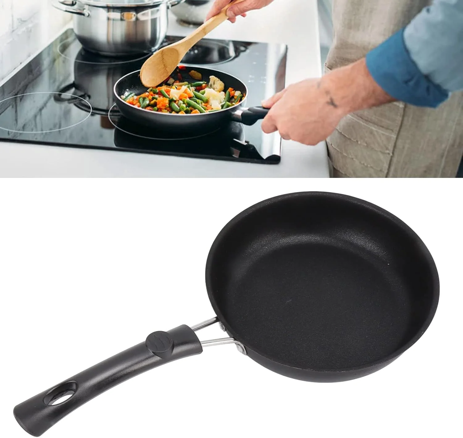 تابه سرخ کردنی، تابه املت نچسب استیل ضد زنگ 16 سانتی متر، پخت سریع، کم مصرف، تمیز کردن آسان، سالم و ظروف پخت و پز گریل با دسته مقاوم در برابر حرارت تابه سرخ کردنی، تابه املت نچسب استیل ضد زنگ 16 سانتی متر، پخت سریع، کم مصرف، تمیز کردن آسان، سالم و ظروف پخت و پز گریل با دسته مقاوم در برابر حرارت