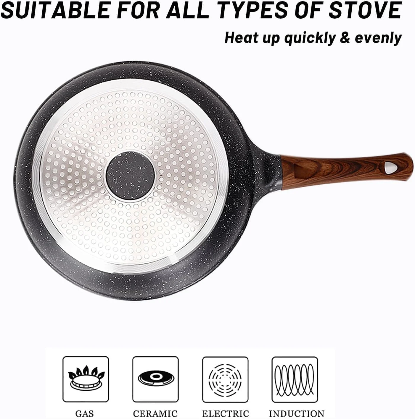 تابه نچسب، تابه املت با روکش گرانیتی سوئیسی، تابه سنگی سالم، بدون PFOA، 24 سانتی متر