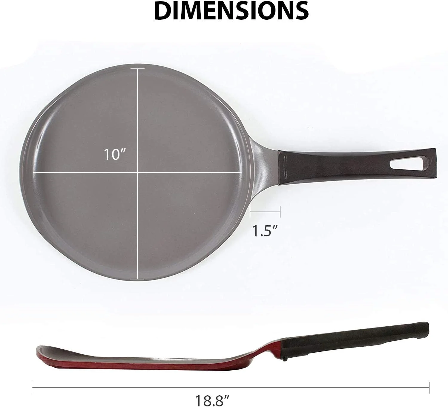 تابه کرپ نئوفلم، سرامیکی، نچسب، 10 اینچ، دسته باکالیت، تابه تاوا، گریل، دستگاه پنکیک، تابه، املت، تورتیلا، روتی، نان، دوسا، سبک وزن، بدون PFOA، قرمز