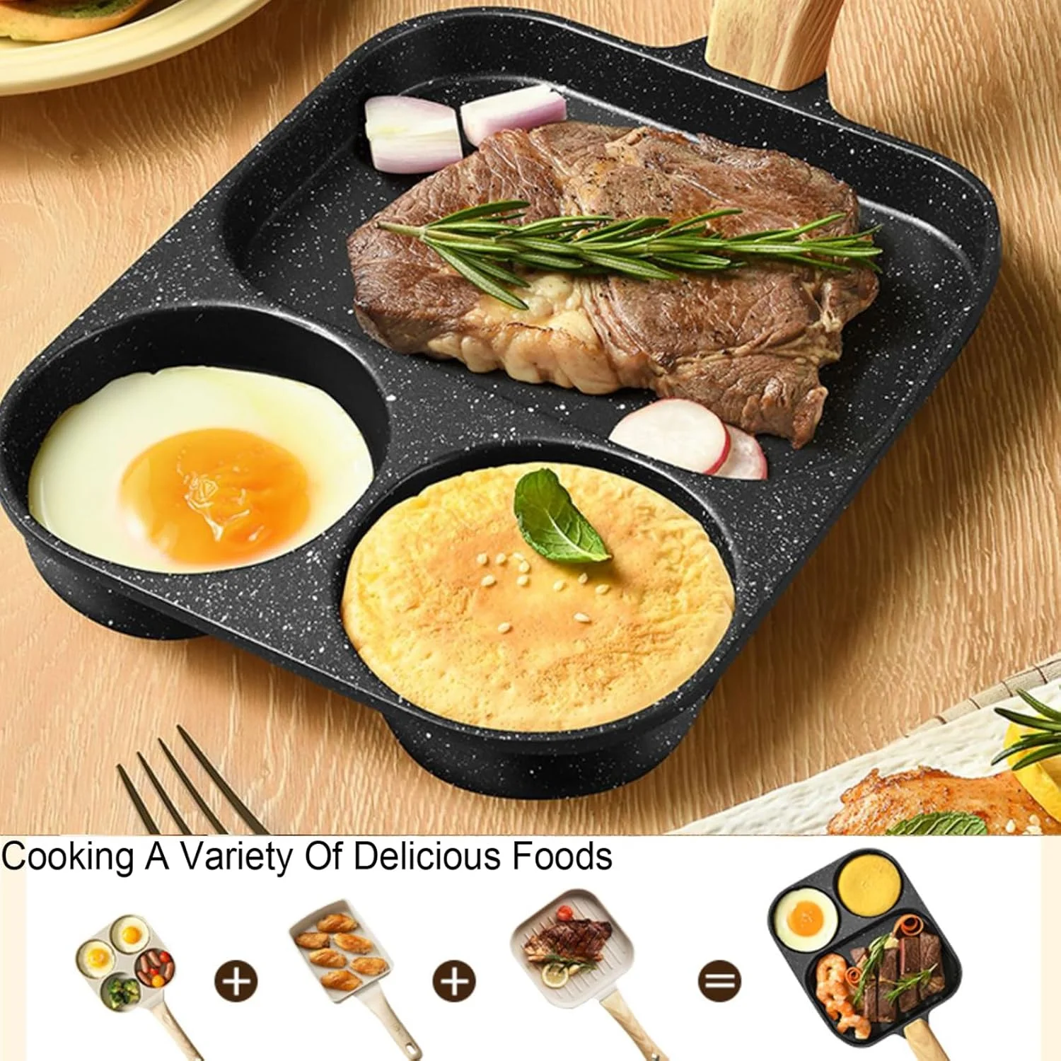 تابه نچسب سرخ کردنی تخم مرغ، تابه گریل نچسب 3 در 1 تقسیم شده، دسته مقاوم در برابر حرارت، تابه کوچک 3 قسمتی برای پنکیک، تابه پخت و پز برای صبحانه، تخم مرغ، بیکن و همبرگر (سفید) (مشکی) تابه نچسب سرخ کردنی تخم مرغ، تابه گریل نچسب 3 در 1 تقسیم شده، دسته مقاوم در برابر حرارت، تابه کوچک 3 قسمتی برای پنکیک، تابه پخت و پز برای صبحانه، تخم مرغ، بیکن و همبرگر (سفید) (مشکی)