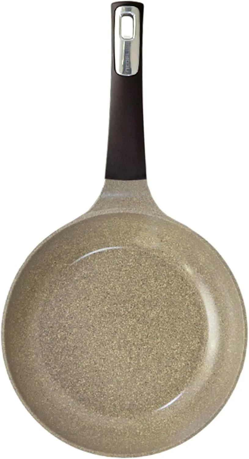 تابه نچسب سرامیکی 26 سانتی متری نیوفلم مدل تیلی، تابه املت، تابه سنگی بزرگ و سالم بدون PFOA برای پخت و پز روزمره در آشپزخانه، قابل شستشو در ماشین ظرفشویی - مرمر بژ