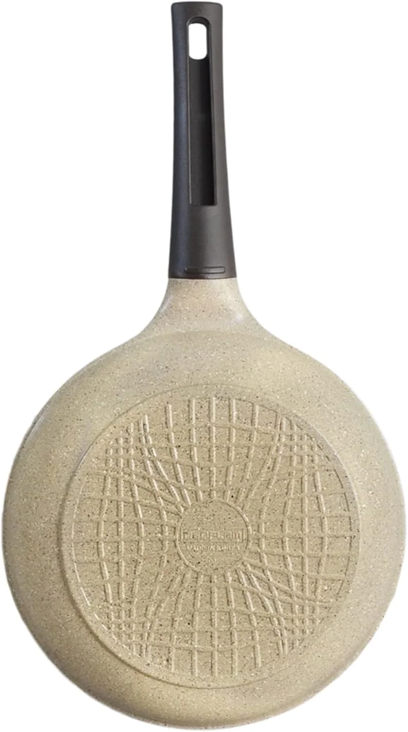 تابه نچسب سرامیکی 26 سانتی متری نیوفلم مدل تیلی، تابه املت، تابه سنگی بزرگ و سالم بدون PFOA برای پخت و پز روزمره در آشپزخانه، قابل شستشو در ماشین ظرفشویی - مرمر بژ