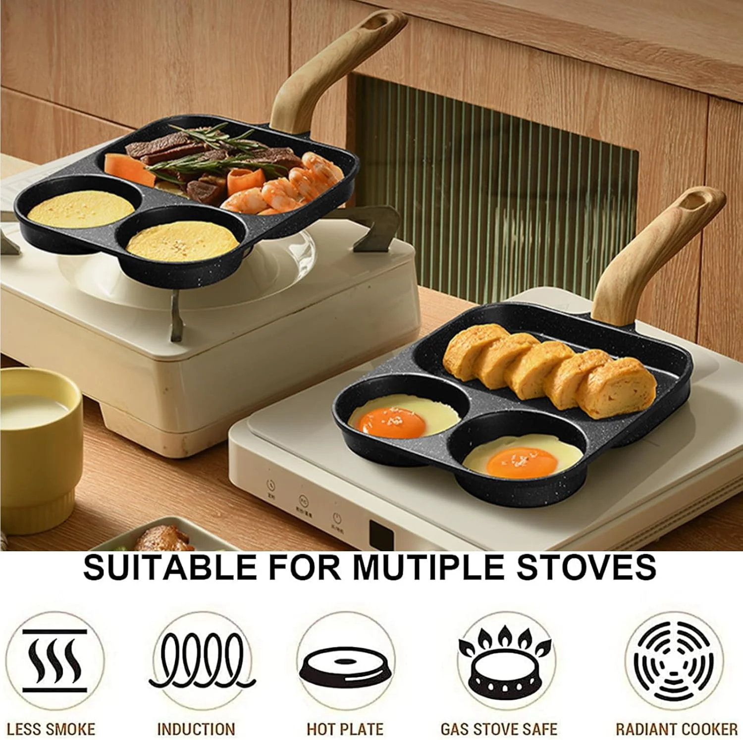 تابه نچسب سرخ کردنی تخم مرغ، تابه گریل نچسب 3 در 1 تقسیم شده، دسته مقاوم در برابر حرارت، تابه کوچک 3 قسمتی برای پنکیک، تابه پخت و پز برای صبحانه، تخم مرغ، بیکن و همبرگر (سفید) (مشکی) تابه نچسب سرخ کردنی تخم مرغ، تابه گریل نچسب 3 در 1 تقسیم شده، دسته مقاوم در برابر حرارت، تابه کوچک 3 قسمتی برای پنکیک، تابه پخت و پز برای صبحانه، تخم مرغ، بیکن و همبرگر (سفید) (مشکی)