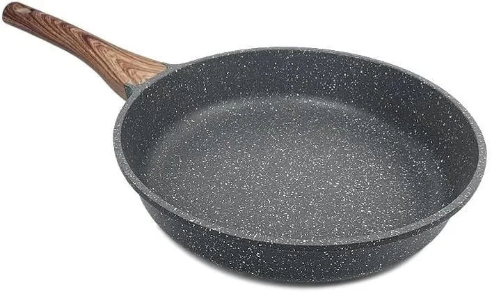 تابه نچسب وی او با روکش مرمر گرانیتی، تابه سرخ کن با دسته باکالیت خنک شونده، مناسب برای پخت و پز سالم، ضخامت 3 میلی متر، بدون PFOA، مناسب برای همه اجاق ها، سایز بزرگ 26 سانتی متر