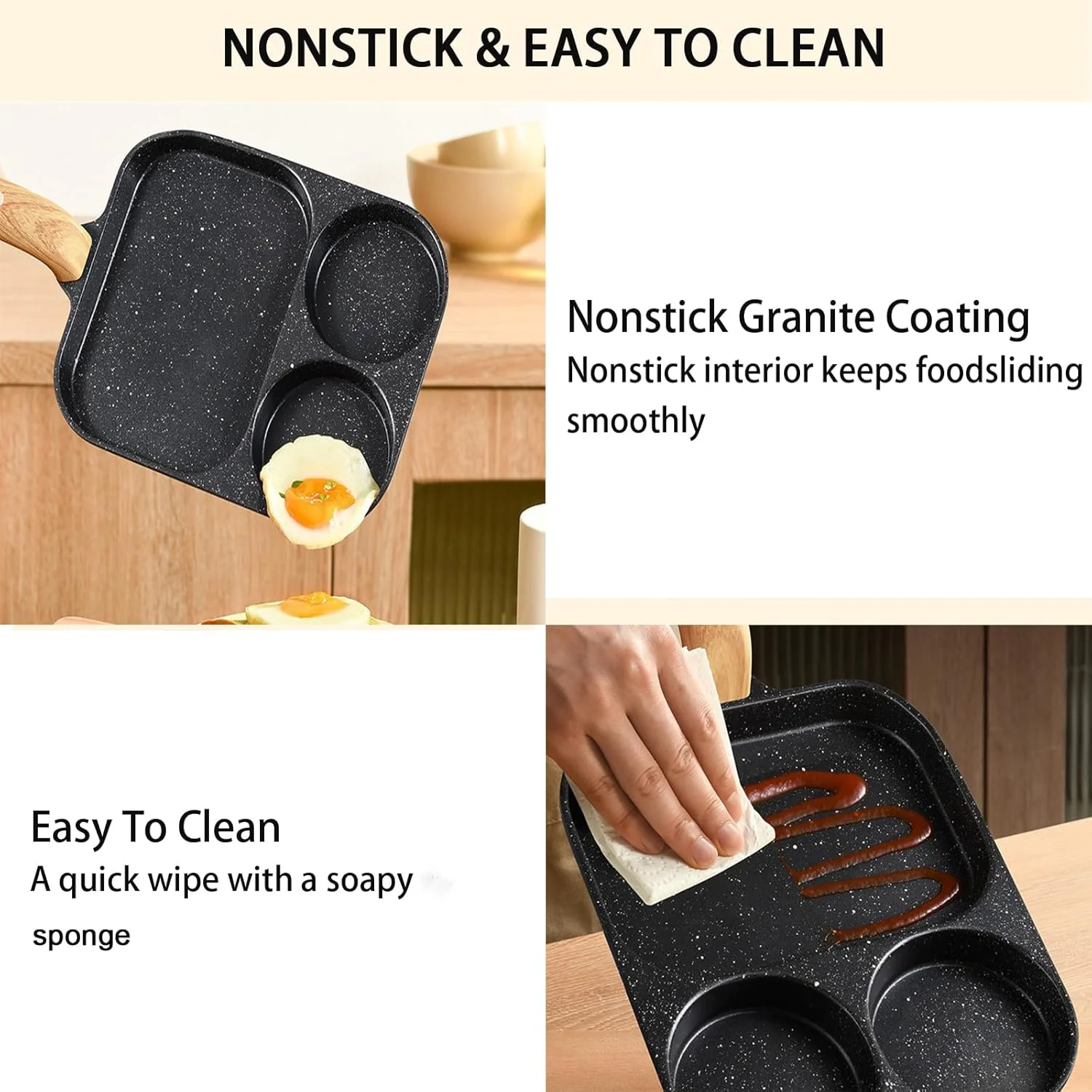 تابه نچسب سرخ کردنی تخم مرغ، تابه گریل نچسب 3 در 1 تقسیم شده، دسته مقاوم در برابر حرارت، تابه کوچک 3 قسمتی برای پنکیک، تابه پخت و پز برای صبحانه، تخم مرغ، بیکن و همبرگر (سفید) (مشکی) تابه نچسب سرخ کردنی تخم مرغ، تابه گریل نچسب 3 در 1 تقسیم شده، دسته مقاوم در برابر حرارت، تابه کوچک 3 قسمتی برای پنکیک، تابه پخت و پز برای صبحانه، تخم مرغ، بیکن و همبرگر (سفید) (مشکی)