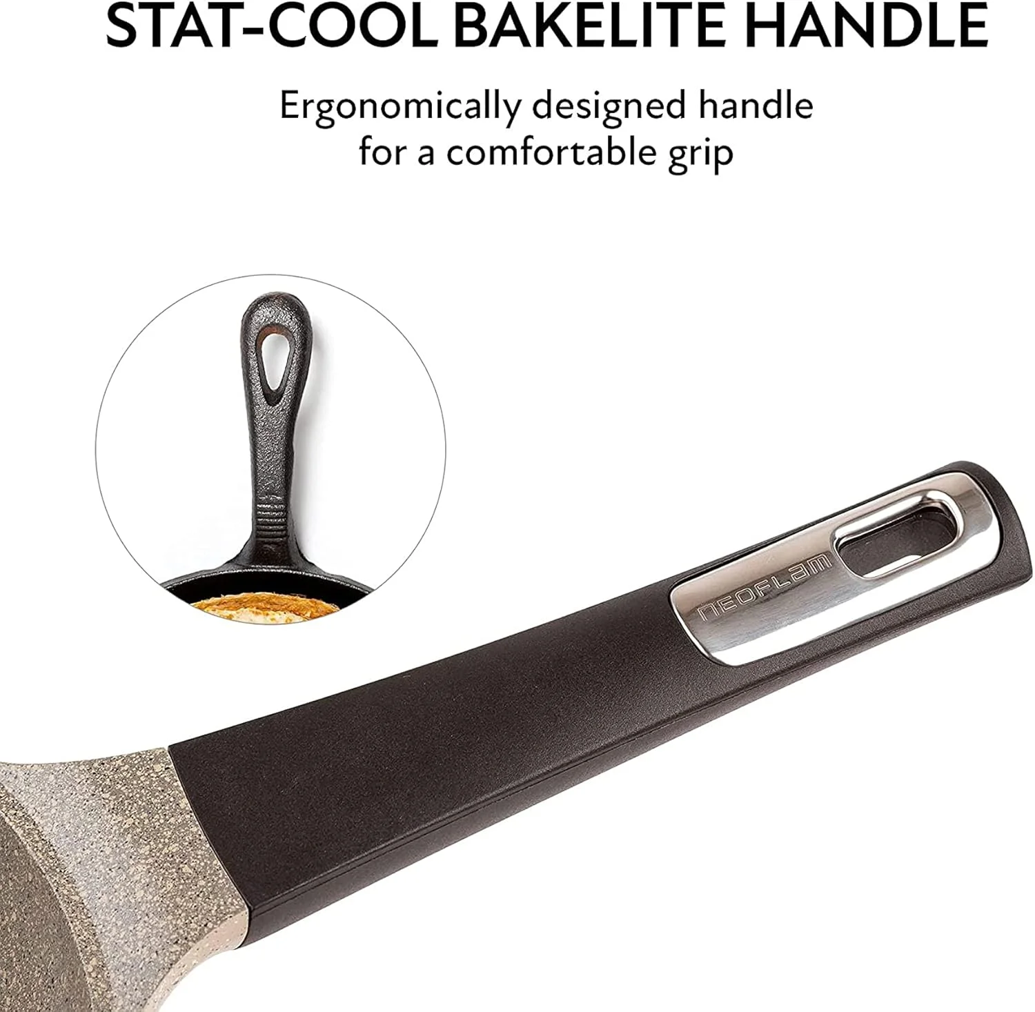 تابه نچسب سرامیکی 26 سانتی متری نیوفلم مدل تیلی، تابه املت، تابه سنگی بزرگ و سالم بدون PFOA برای پخت و پز روزمره در آشپزخانه، قابل شستشو در ماشین ظرفشویی - مرمر بژ