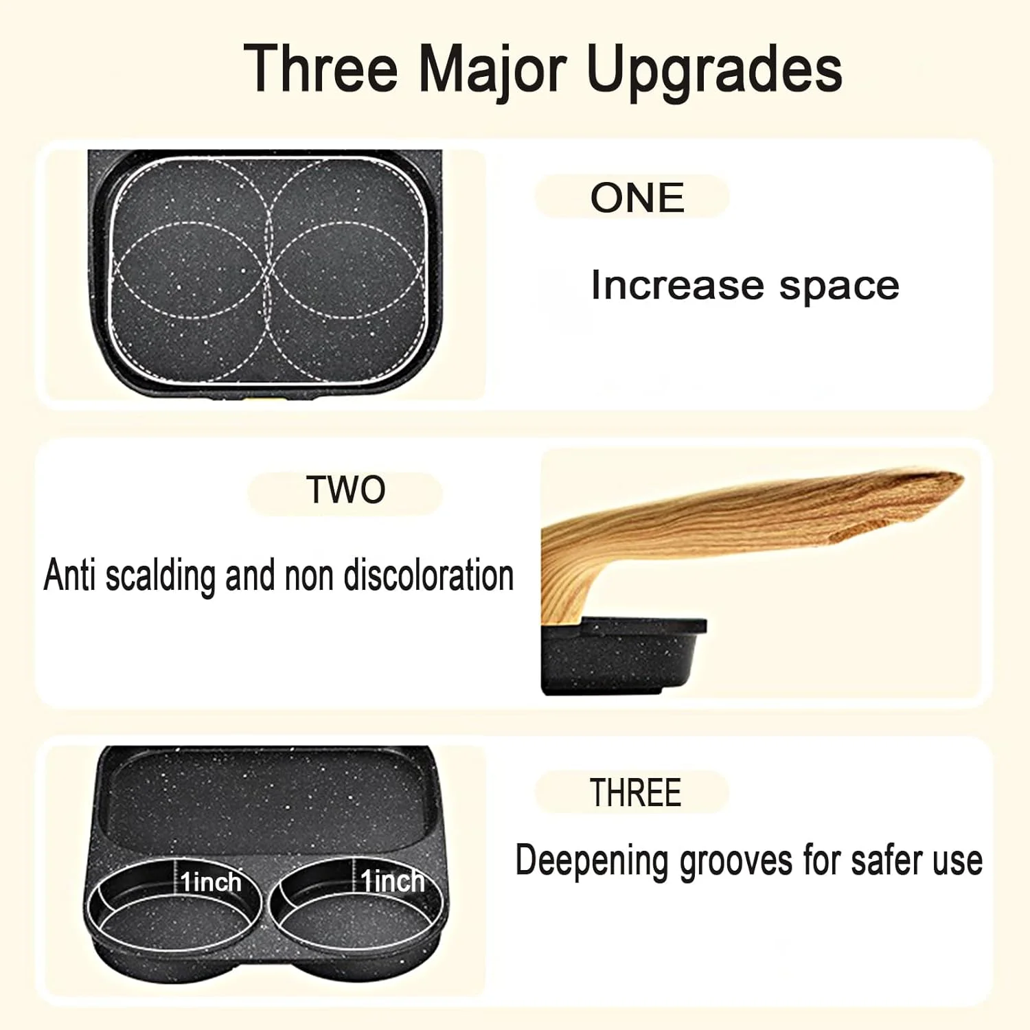 تابه نچسب سرخ کردنی تخم مرغ، تابه گریل نچسب 3 در 1 تقسیم شده، دسته مقاوم در برابر حرارت، تابه کوچک 3 قسمتی برای پنکیک، تابه پخت و پز برای صبحانه، تخم مرغ، بیکن و همبرگر (سفید) (مشکی) تابه نچسب سرخ کردنی تخم مرغ، تابه گریل نچسب 3 در 1 تقسیم شده، دسته مقاوم در برابر حرارت، تابه کوچک 3 قسمتی برای پنکیک، تابه پخت و پز برای صبحانه، تخم مرغ، بیکن و همبرگر (سفید) (مشکی)