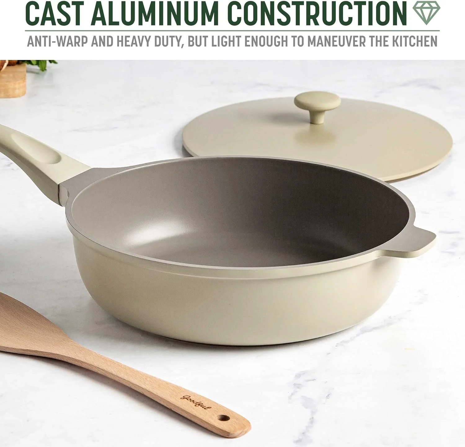 تابه همه کاره، نچسب، بدنه و درب آلومینیوم ریخته گری بادوام، طراحی چند منظوره جایگزین تابه سرخ کن، تابه عمیق، تابه سس، قابلمه، زودپز بزرگ، سوسیر و موارد دیگر می شود، ست قابلمه و تابه قابل شستشو در ماشین ظرفشویی