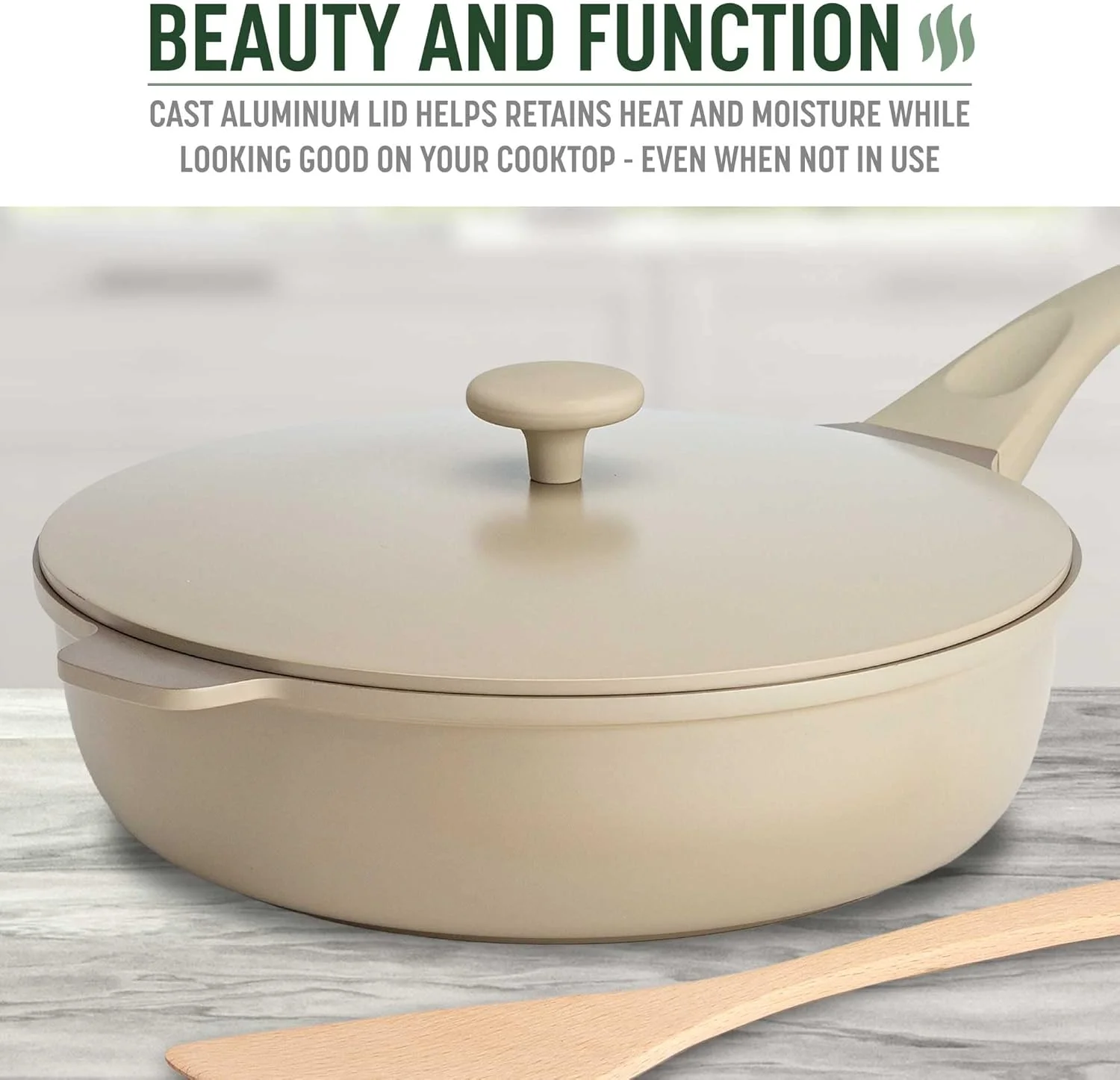 تابه همه کاره، نچسب، بدنه و درب آلومینیوم ریخته گری بادوام، طراحی چند منظوره جایگزین تابه سرخ کن، تابه عمیق، تابه سس، قابلمه، زودپز بزرگ، سوسیر و موارد دیگر می شود، ست قابلمه و تابه قابل شستشو در ماشین ظرفشویی