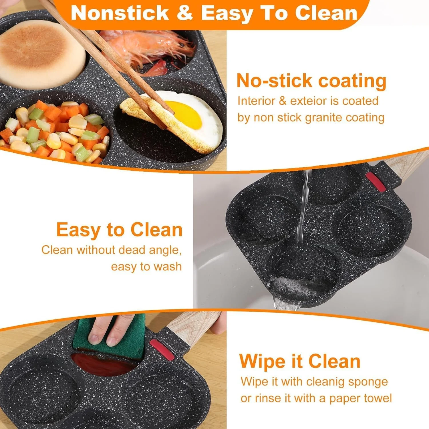 تابه املت نچسب 4 خانه، تابه آلومینیومی با درب، تابه سالم برای تخم مرغ، پنکیک، کرپ، ساندویچ (مشکی) تابه املت نچسب 4 خانه، تابه آلومینیومی با درب، تابه سالم برای تخم مرغ، پنکیک، کرپ، ساندویچ (مشکی)