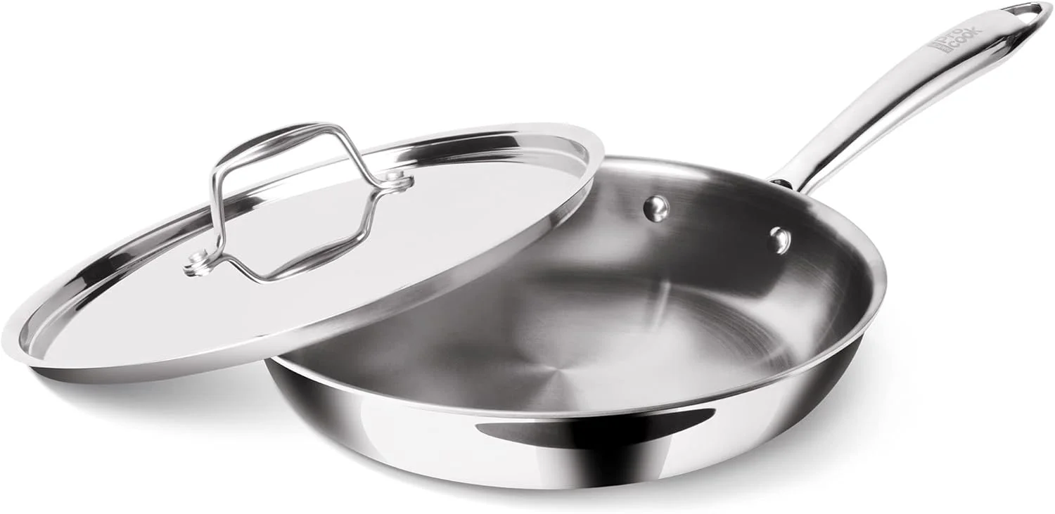 تابه میلتون Pro cook سایز 20 سانتی متر، استیل ضد زنگ سه لایه با درب، 1.2 لیتر، تابه برای کاری، سرخ کردنی، املت، تابه سس، مناسب برای اجاق گاز و اجاق القایی تابه میلتون Pro cook سایز 20 سانتی متر، استیل ضد زنگ سه لایه با درب، 1.2 لیتر، تابه برای کاری، سرخ کردنی، املت، تابه سس، مناسب برای اجاق گاز و اجاق القایی