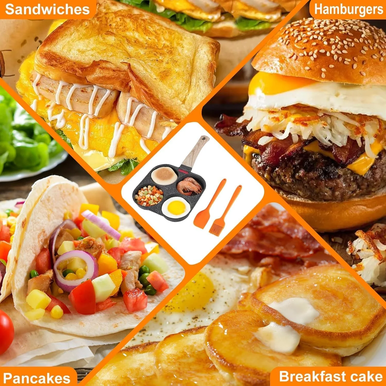 تابه املت نچسب 4 خانه، تابه آلومینیومی با درب، تابه سالم برای تخم مرغ، پنکیک، کرپ، ساندویچ (مشکی) تابه املت نچسب 4 خانه، تابه آلومینیومی با درب، تابه سالم برای تخم مرغ، پنکیک، کرپ، ساندویچ (مشکی)