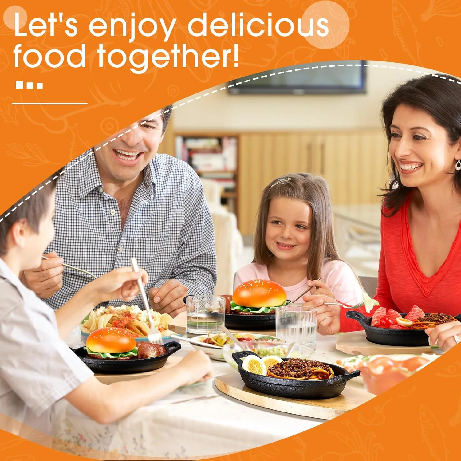 میفوچی 2 ست تابه چدنی با پایه چوبی، بشقاب های کوچک چدنی فاهیتا، تابه چدنی نانوایی مشکی مات، تابه کوچک چدنی برای آشپزخانه، رستوران، باربیکیو، شام (21.5x15.5x4.2 سانتی متر)