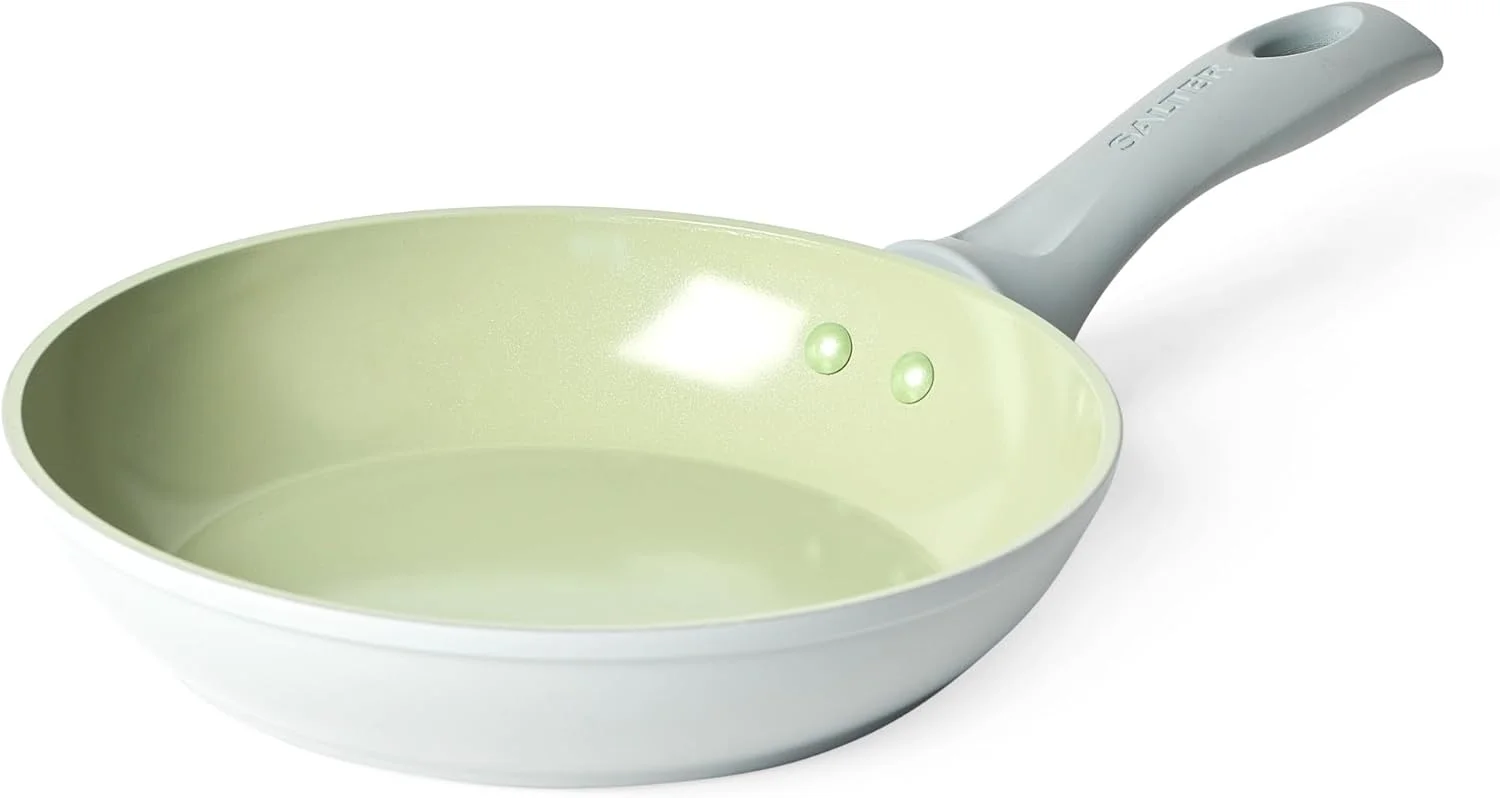 تابه 20 سانتی متری سالتر Earth - پوشش سرامیکی نچسب سالم، ظروف پخت و پز القایی بدون PFAS، تابه کوچک آلومینیومی برای پخت تخم مرغ و پنکیک، تمیز کردن آسان، بدون PFOA/PTFE، دسته خنک شونده، سبز تابه 20 سانتی متری سالتر Earth - پوشش سرامیکی نچسب سالم، ظروف پخت و پز القایی بدون PFAS، تابه کوچک آلومینیومی برای پخت تخم مرغ و پنکیک، تمیز کردن آسان، بدون PFOA/PTFE، دسته خنک شونده، سبز